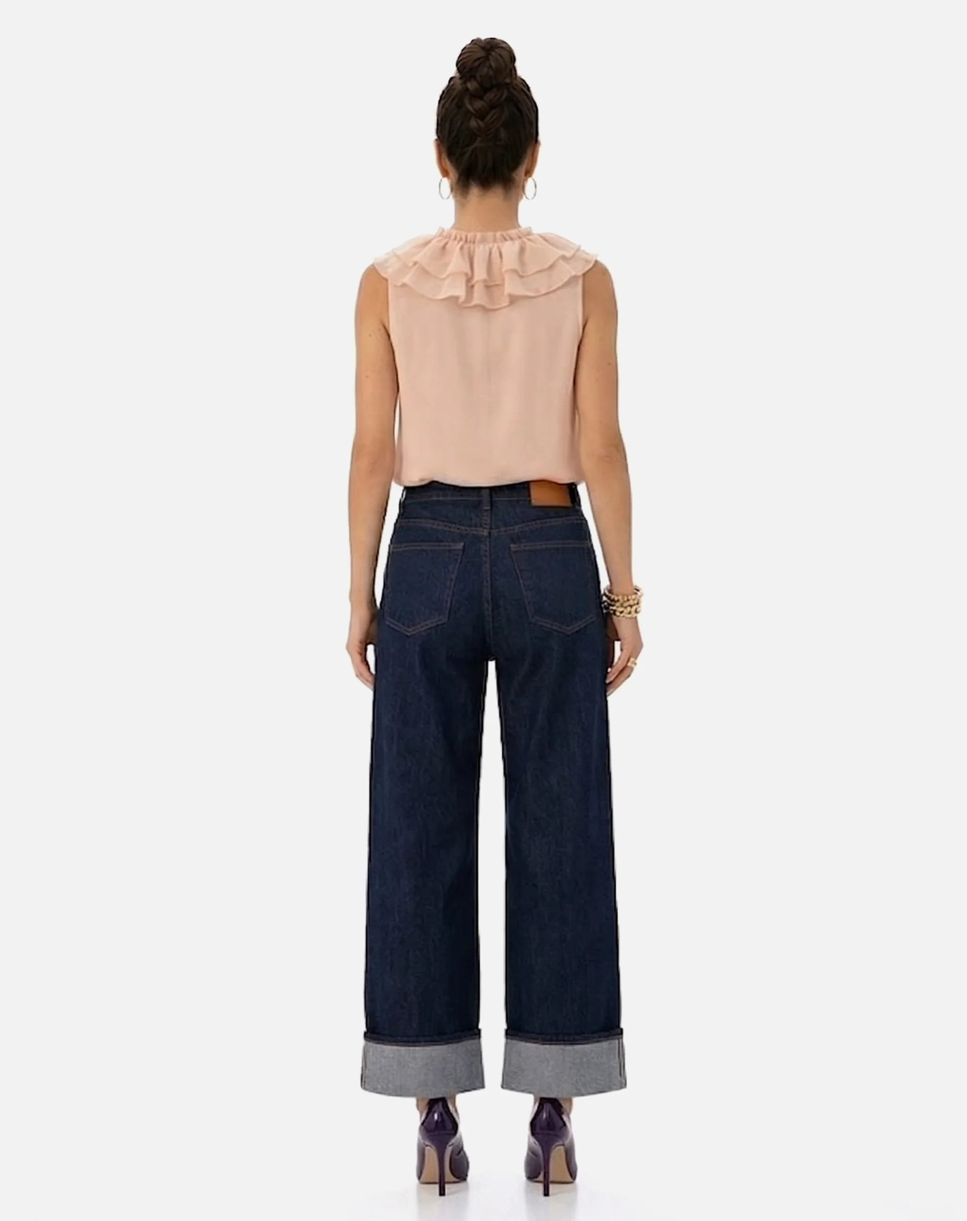 Blusa com Gola de Babados - Bege - Image 6