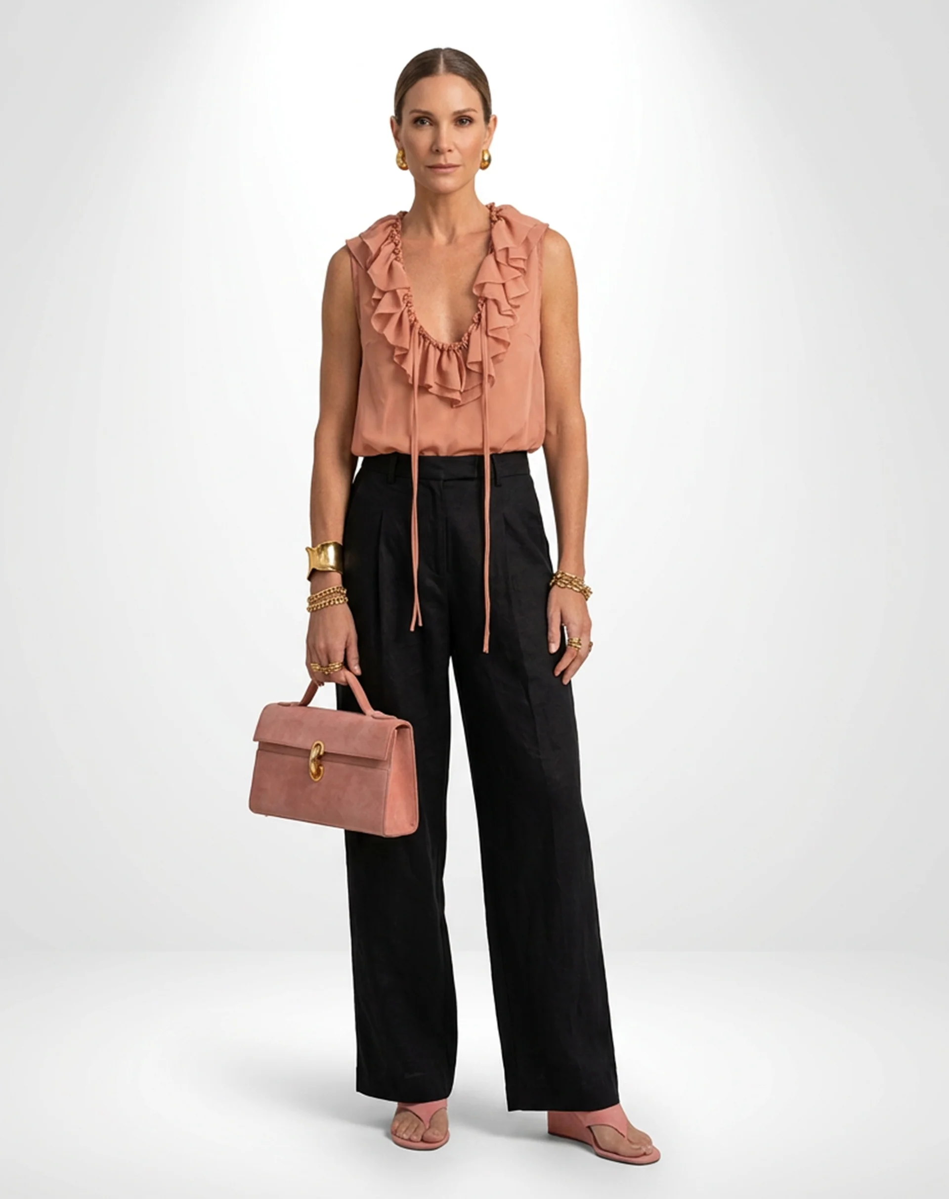 Blusa com Gola de Babados - Rosa Antigo - Image 6