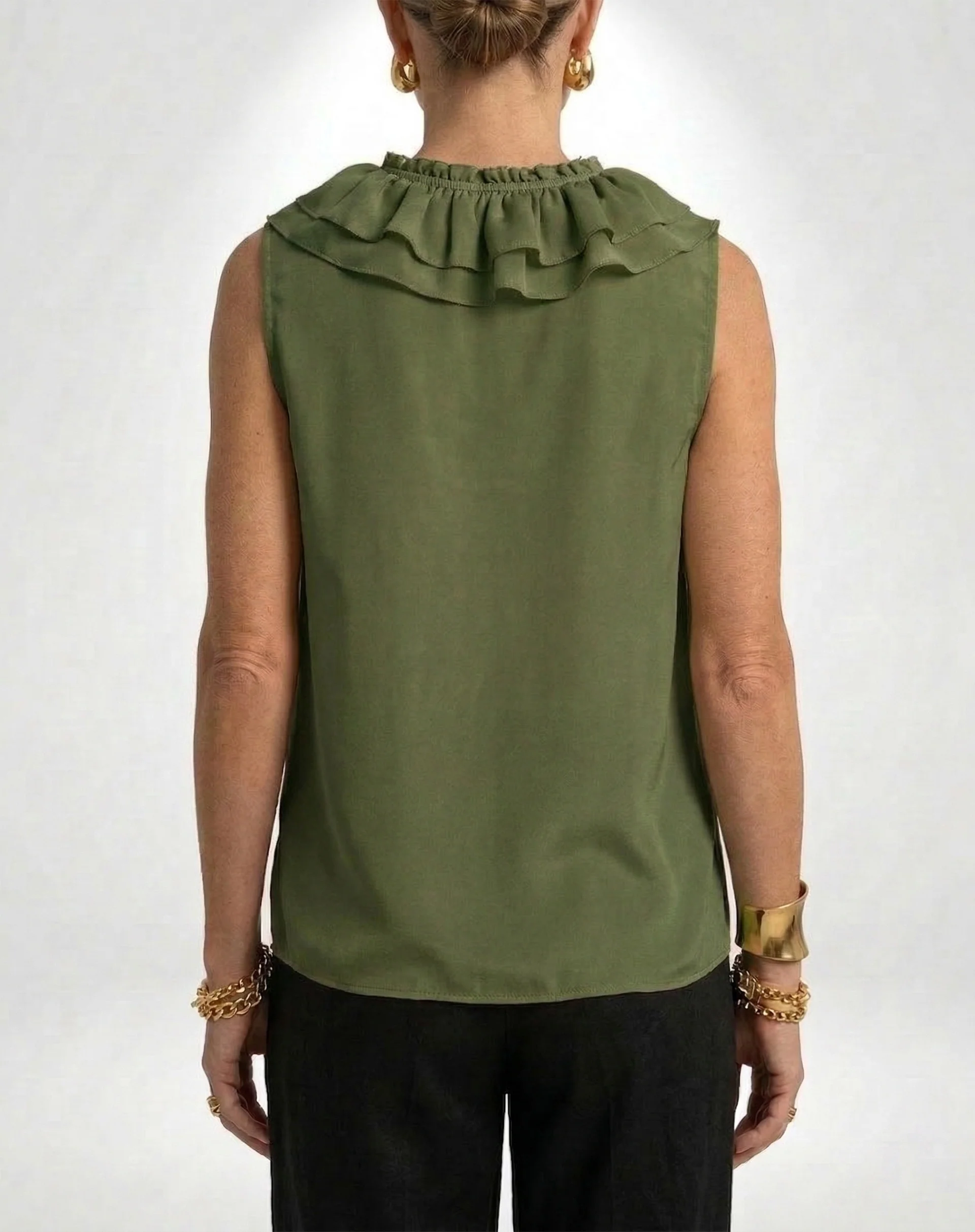 Blusa com Gola de Babados - Verde - Image 5