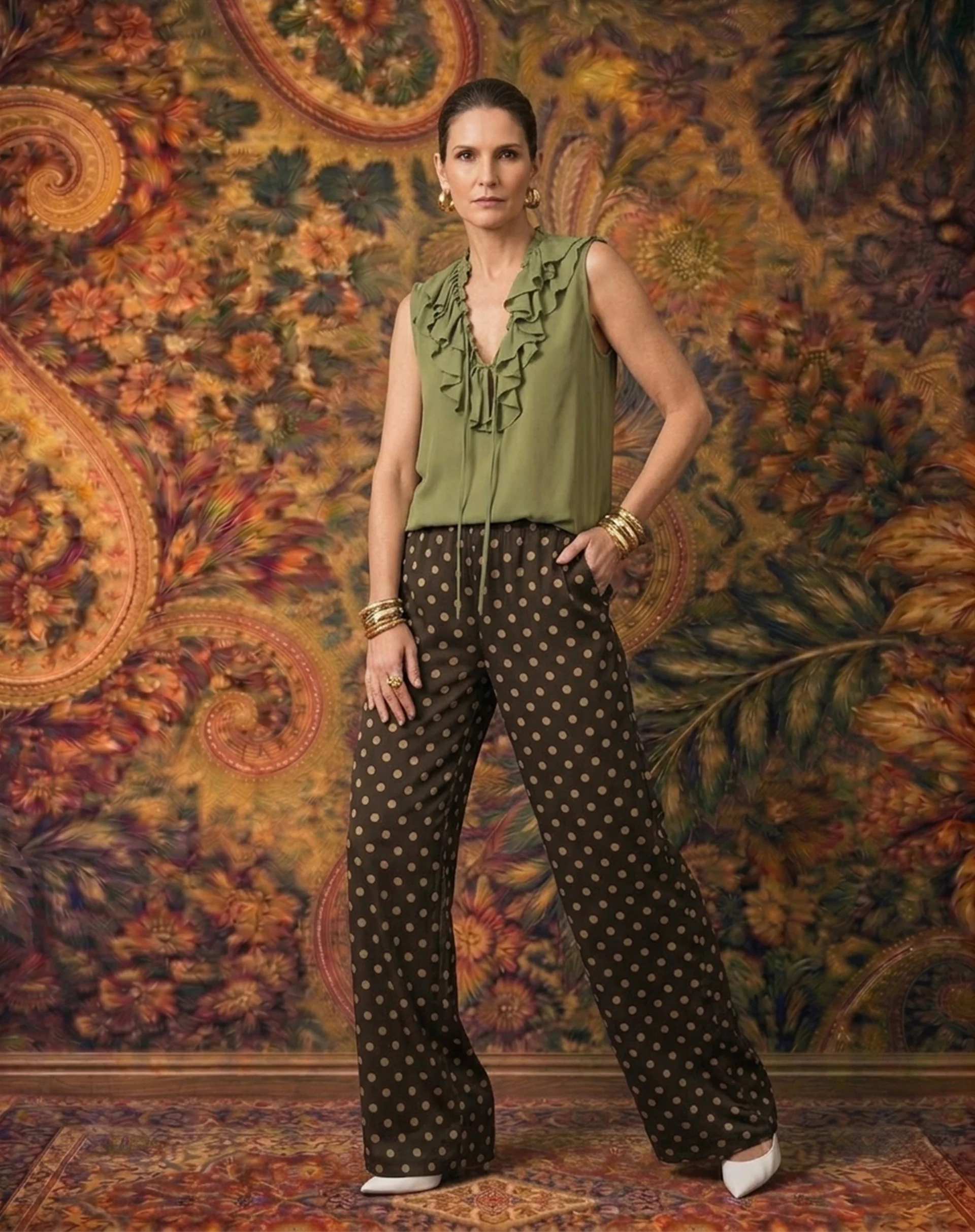 Calça Aladim de Chiffon - Verde Escuro - Image 4