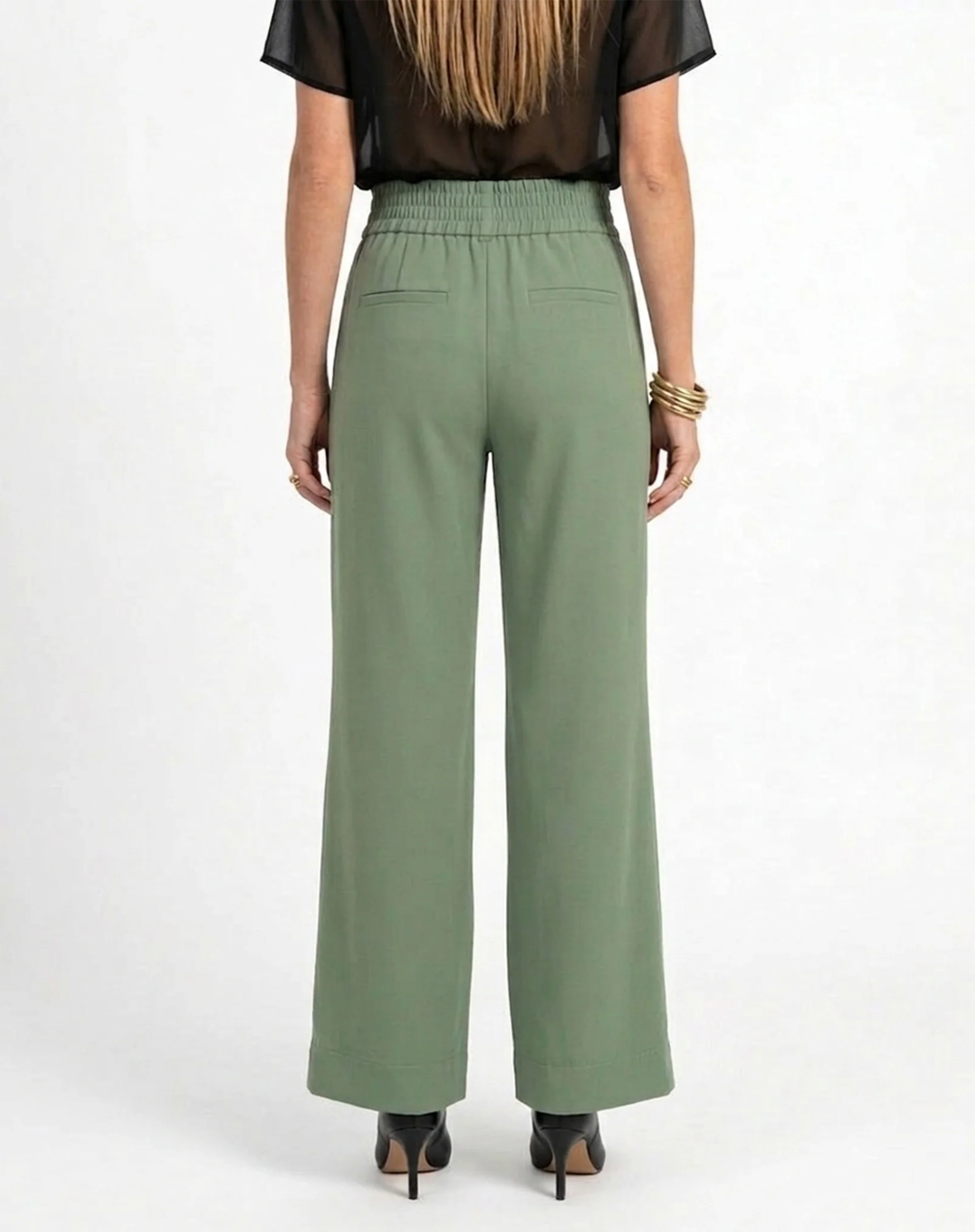 Calça Pantalona com Cós de Elástico - Verde - Image 5
