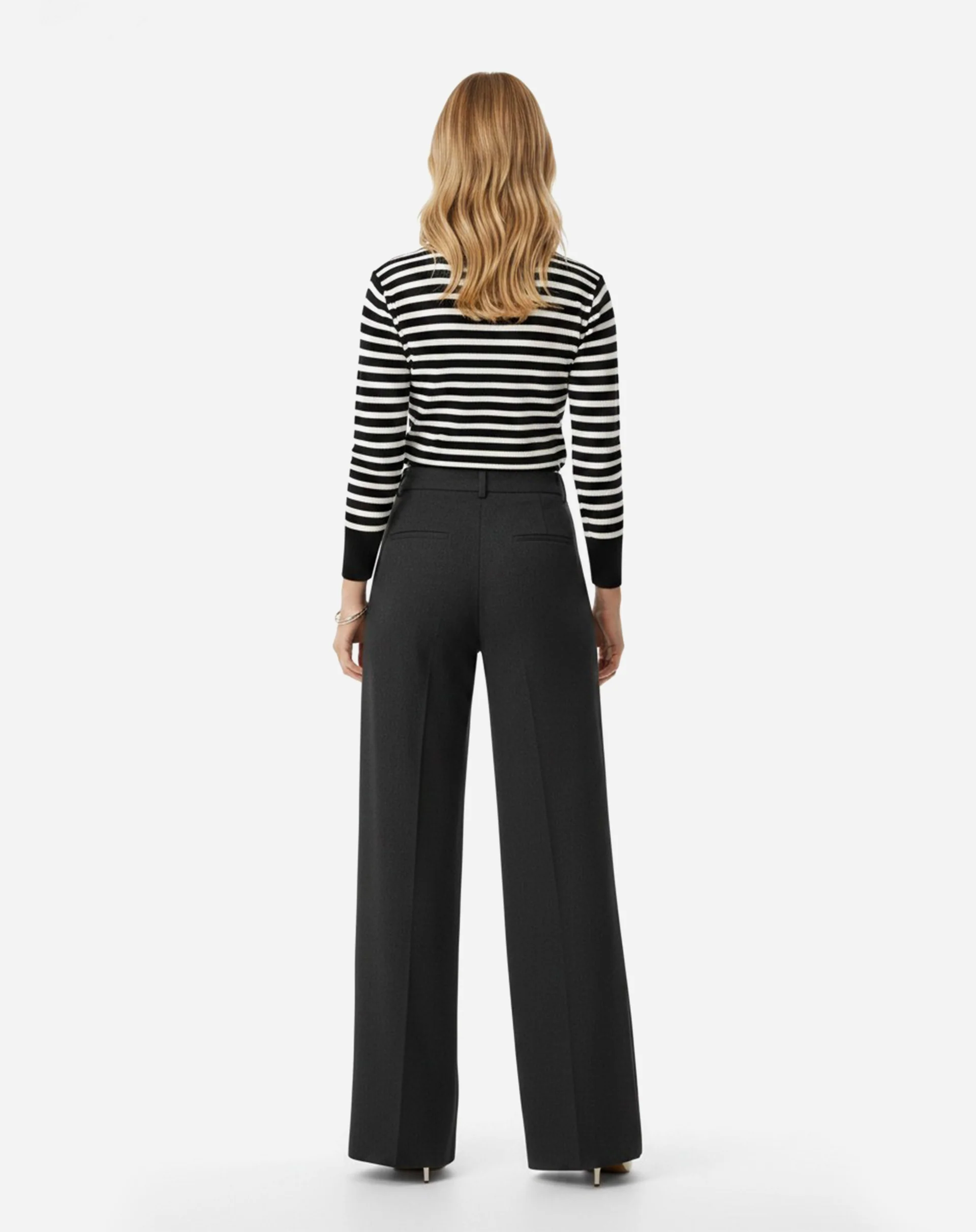 Calça Wide com Pregas Alfaiataria - Preto - Image 5