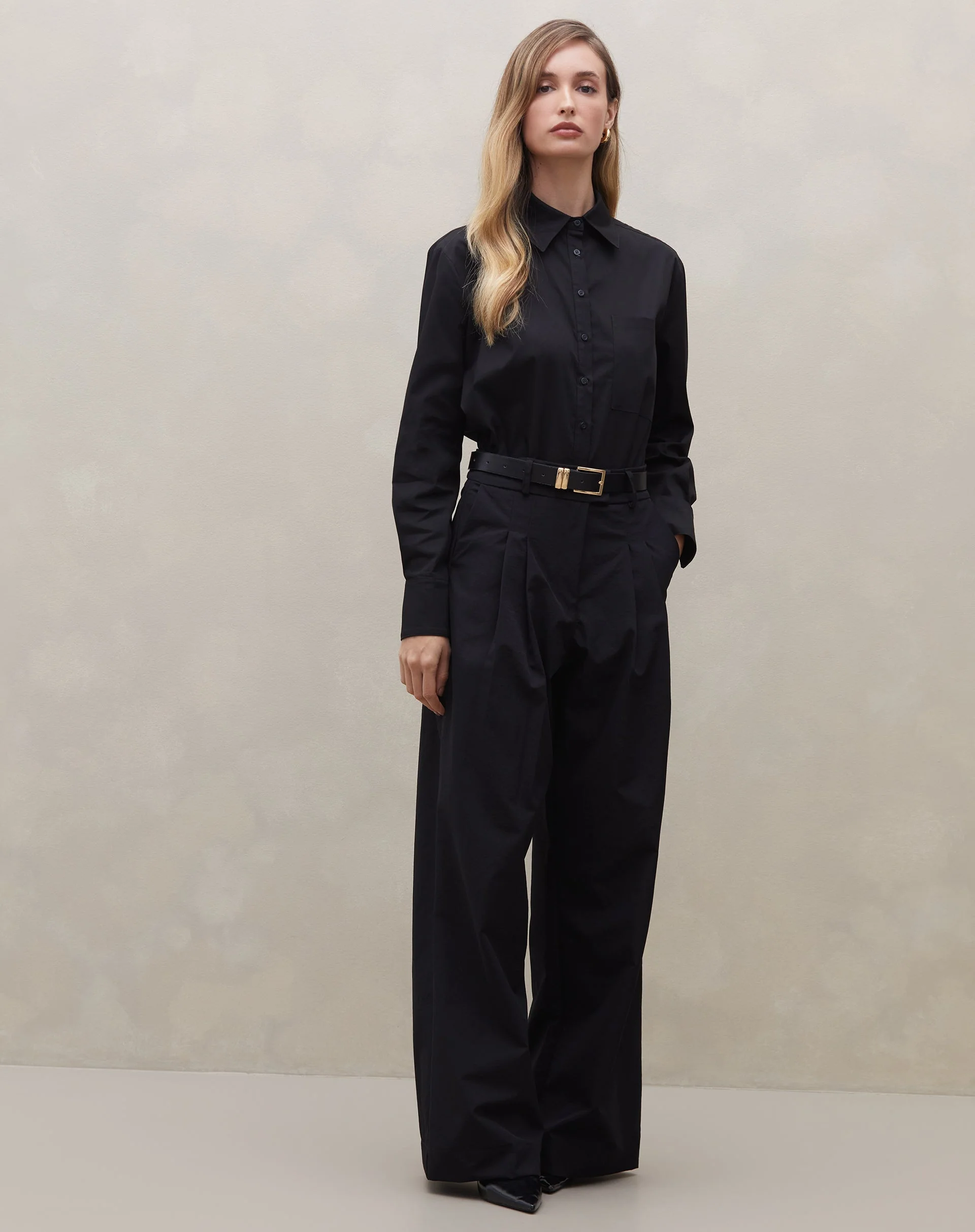 Calça Wide com Pregas Alfaiataria - Preto - Image 8