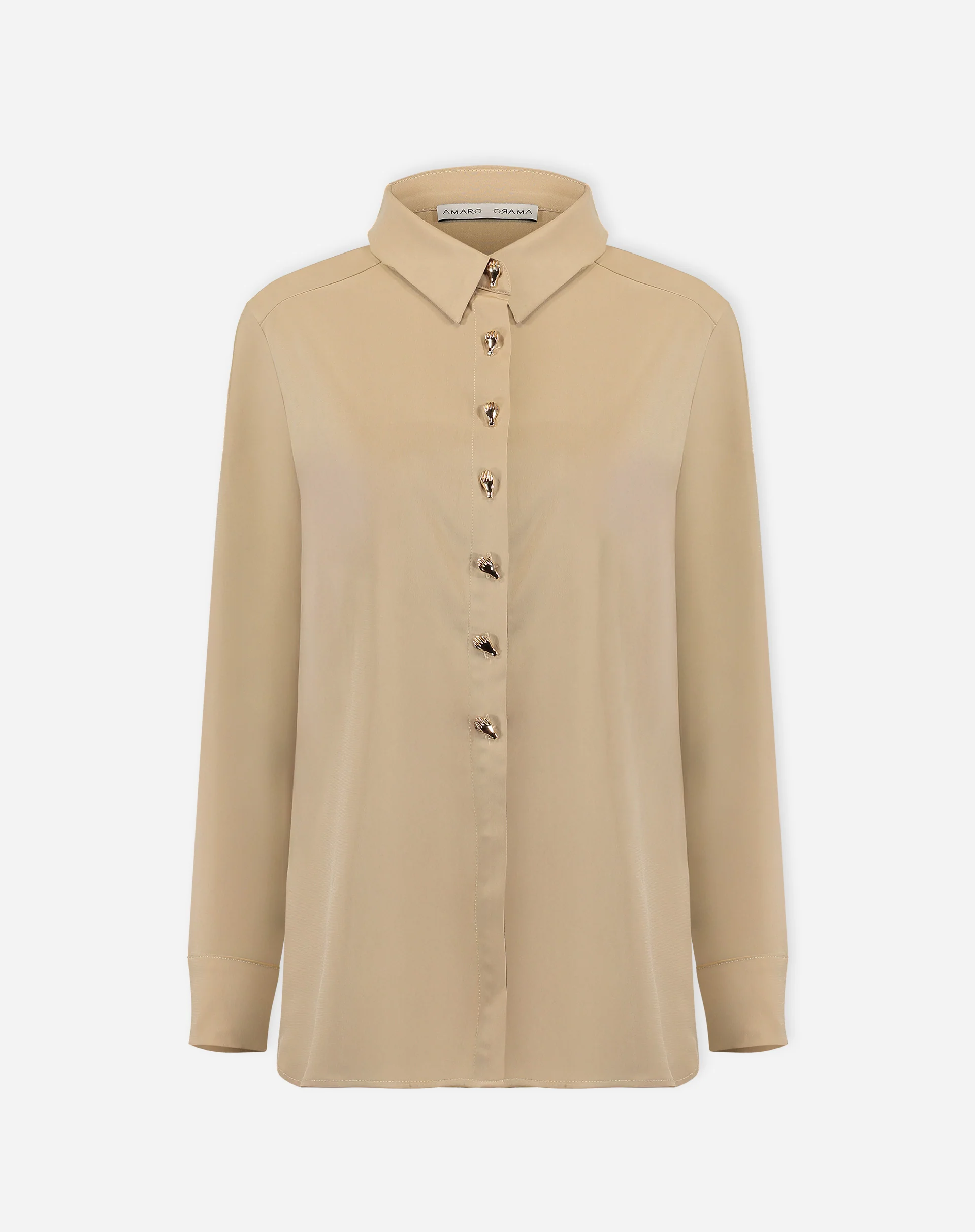 Camisa Alongada Com Fenda - Bege - Image 6