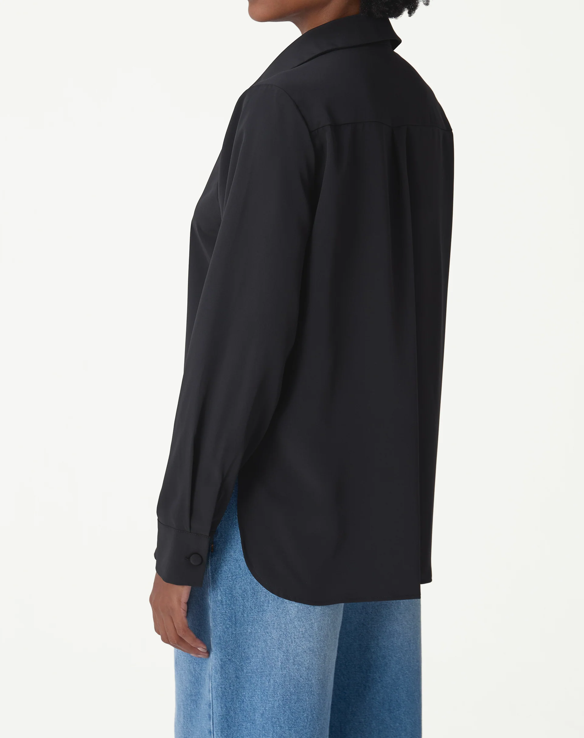 Camisa Alongada Com Fenda - Preto - Image 3