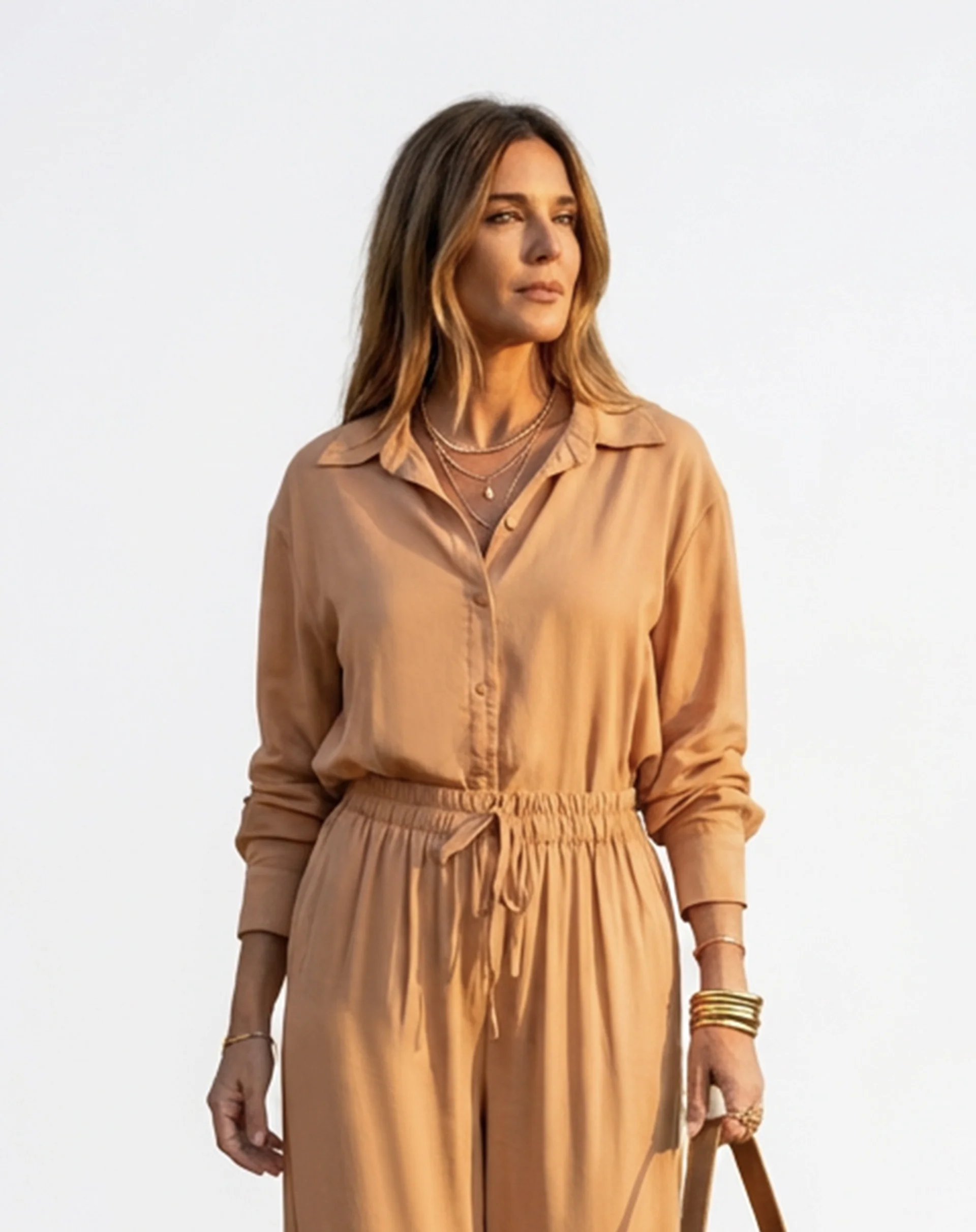 Camisa Fluida de Viscose - Ocre - Image 3