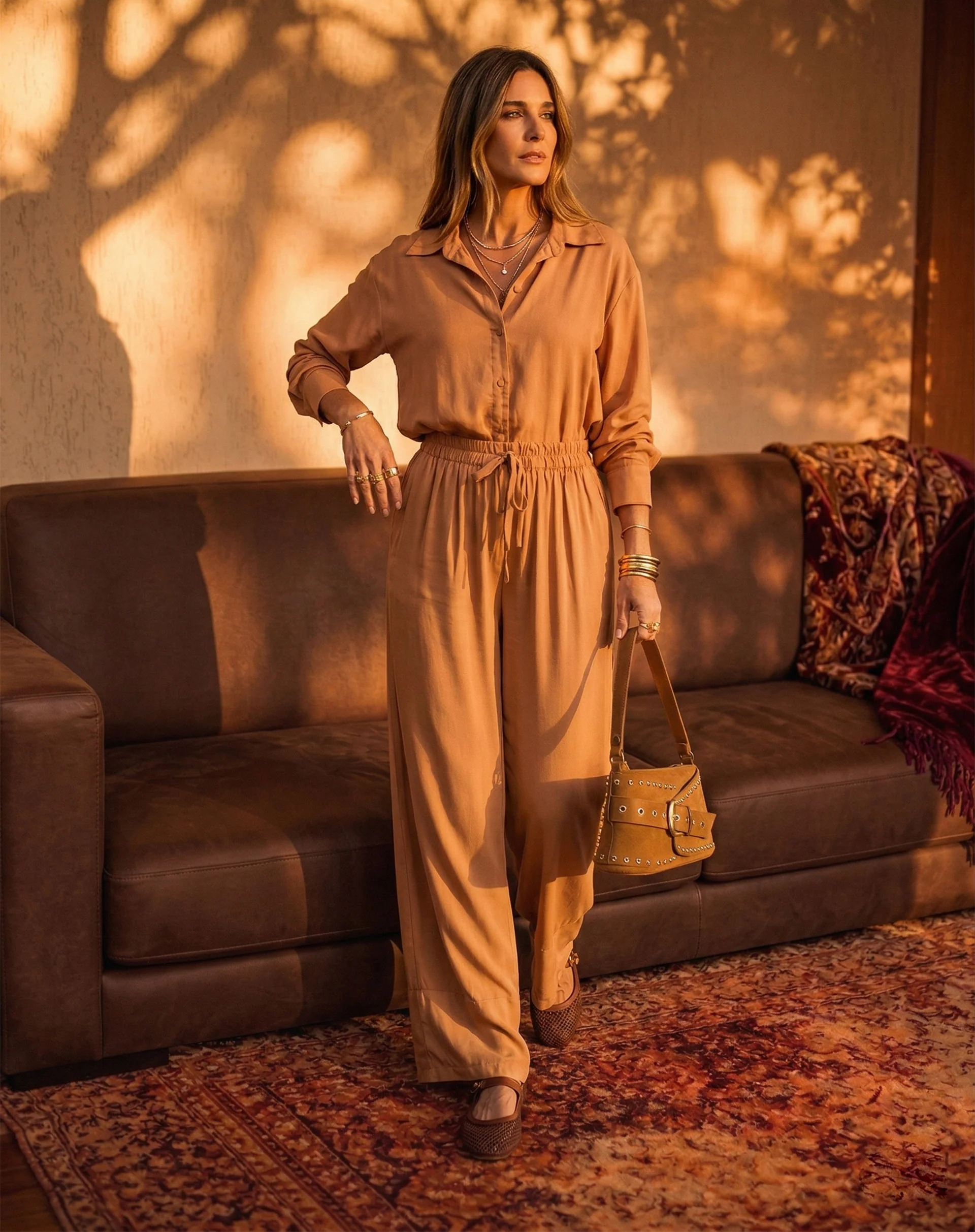 Camisa Fluida de Viscose - Ocre - Image 4