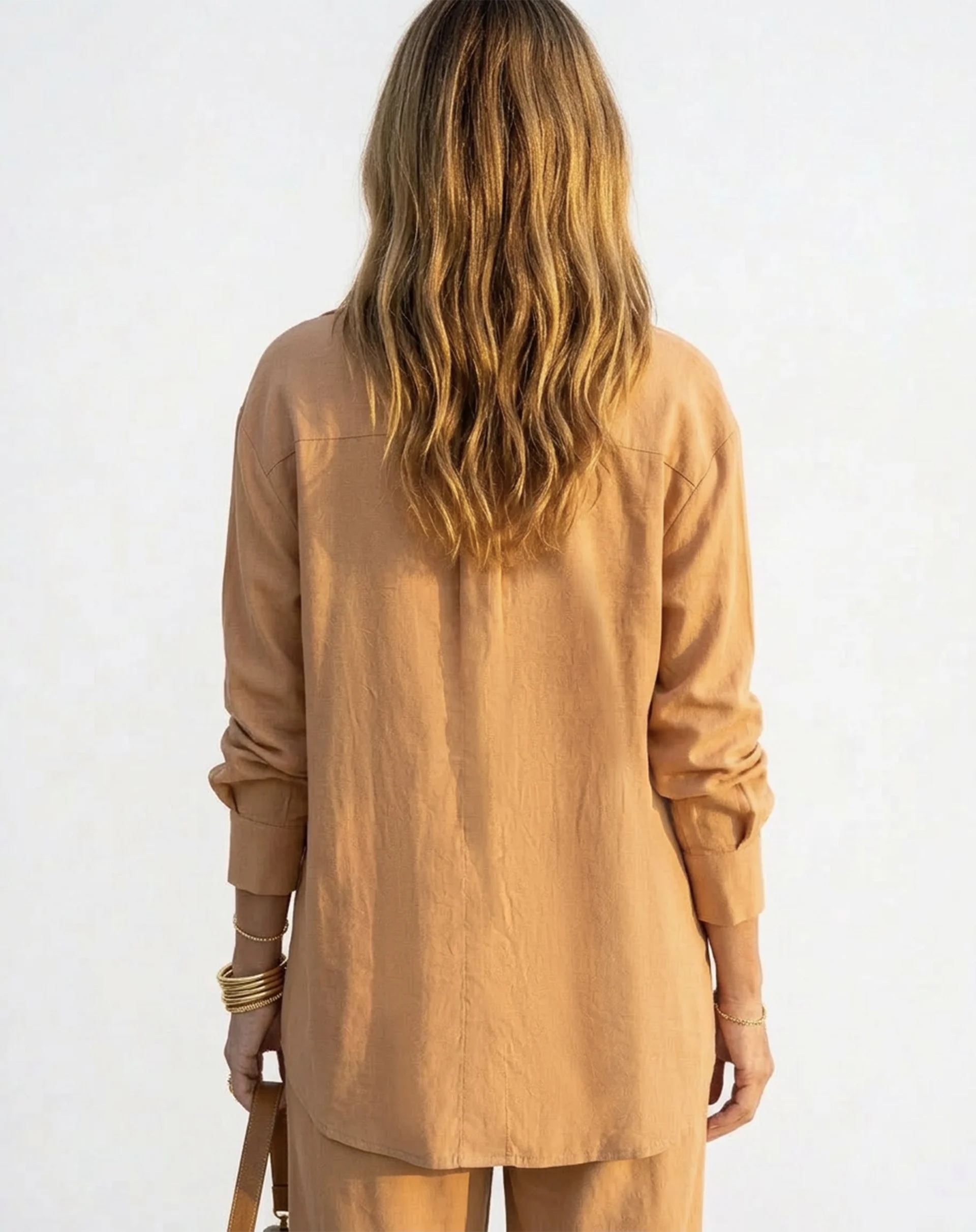 Camisa Fluida de Viscose - Ocre - Image 5