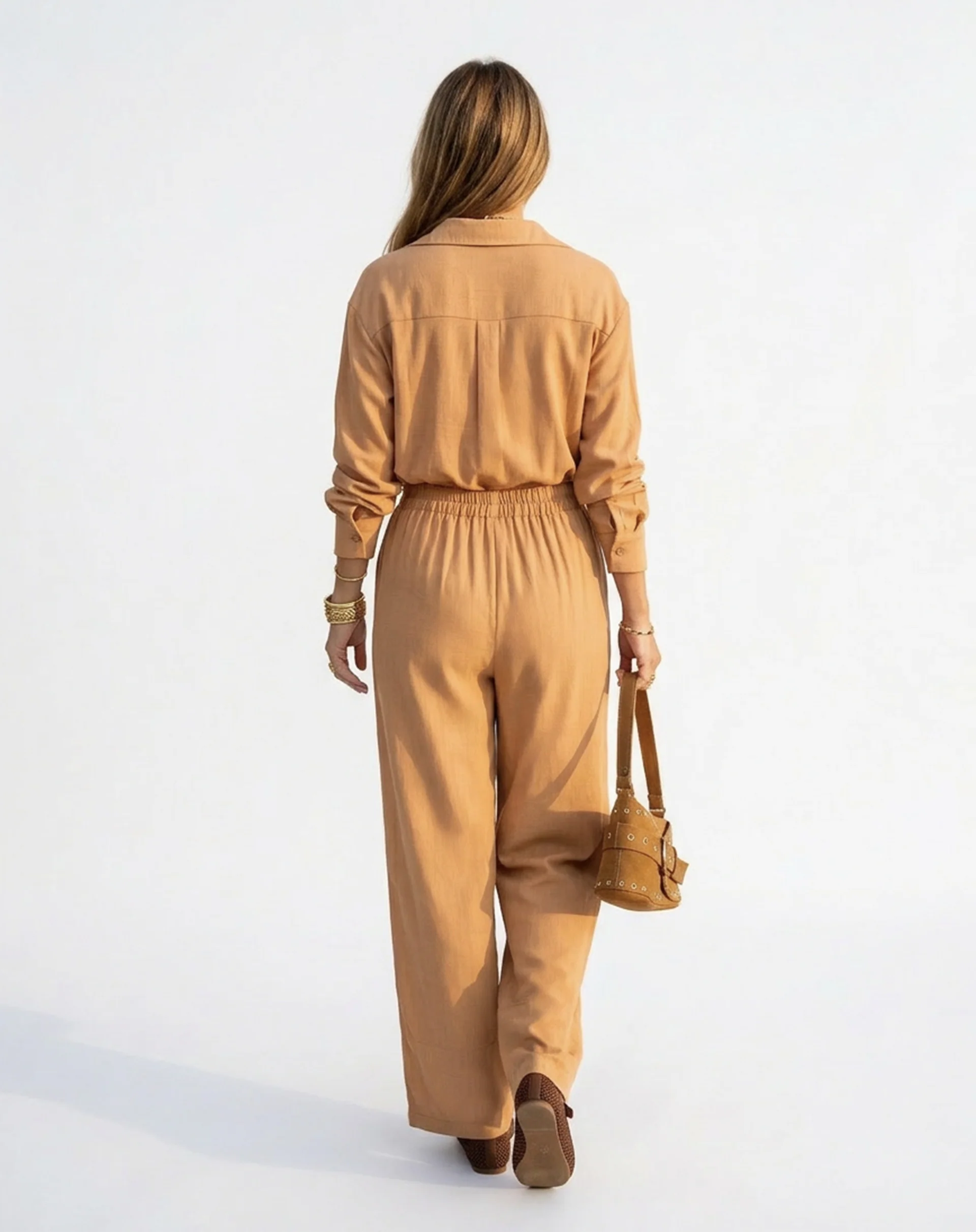 Camisa Fluida de Viscose - Ocre - Image 6