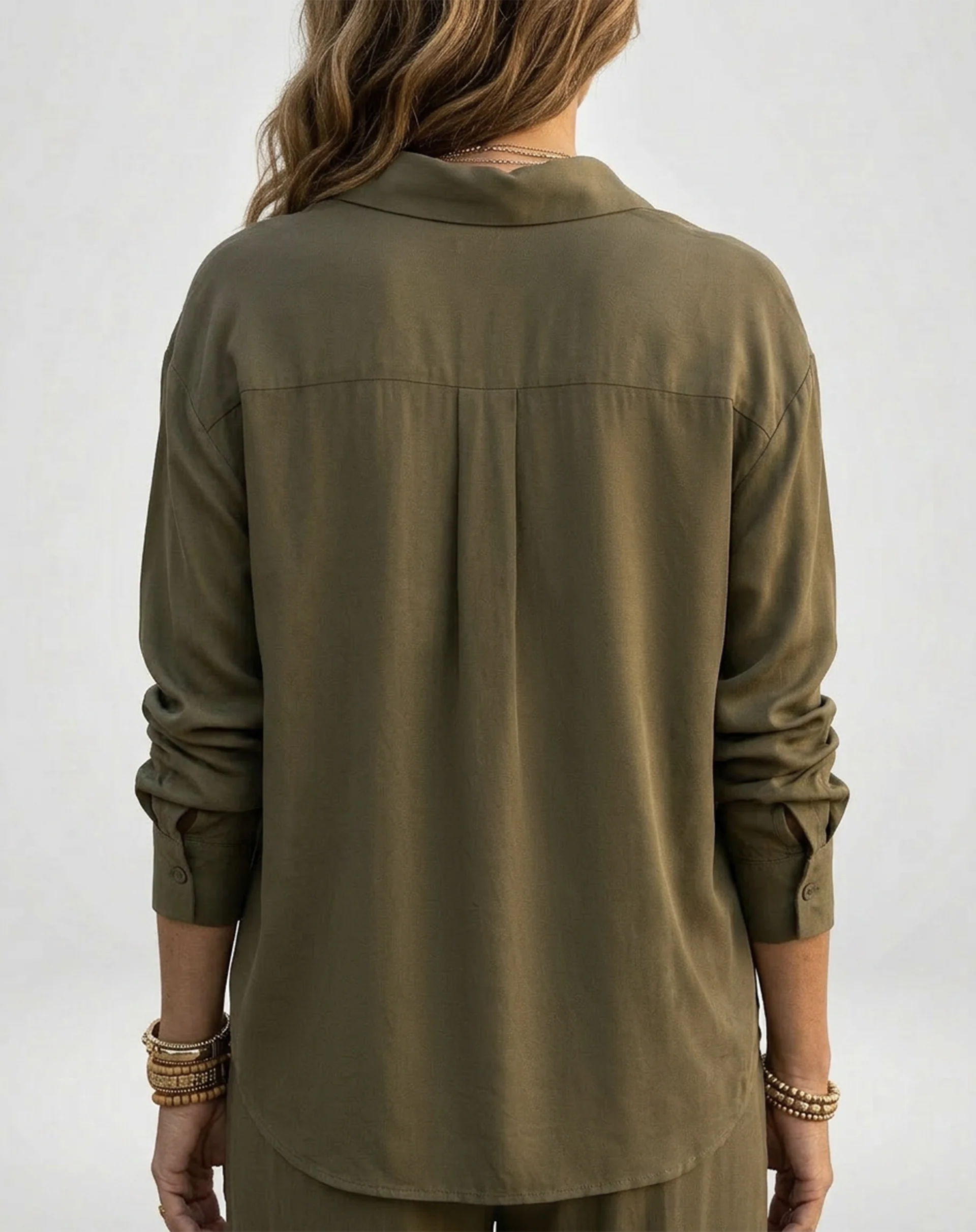 Camisa Fluida de Viscose - Verde Escuro - Image 5