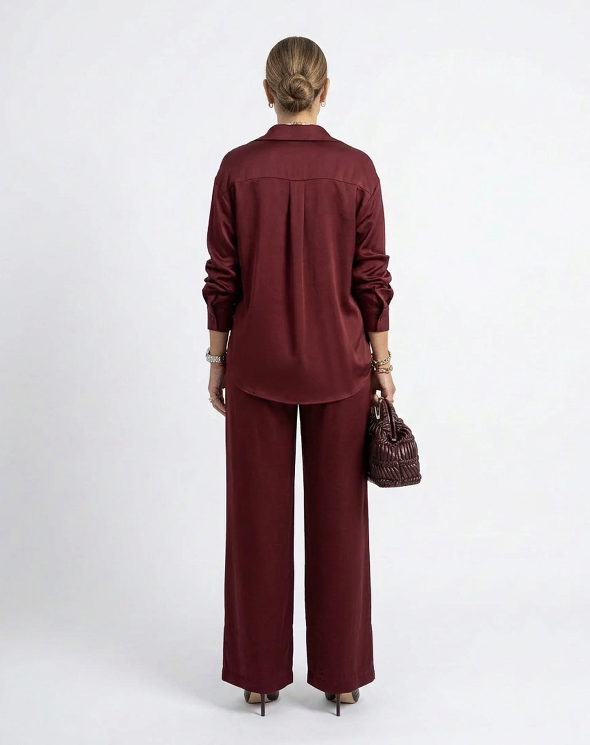 Camisa Fluida de Viscose - Vinho - Image 6