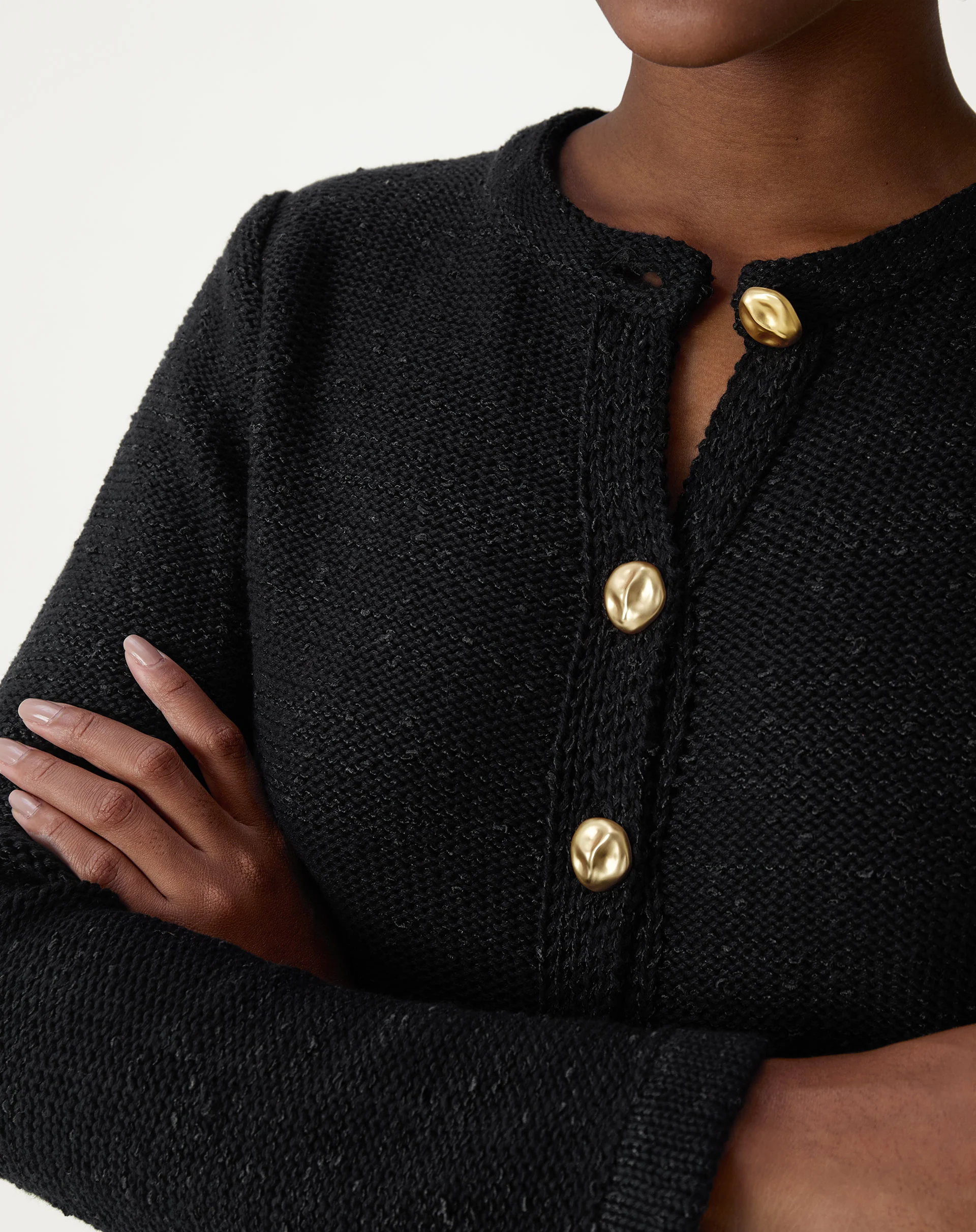 Cardigan Tricot Com Botões - Preto - Image 5
