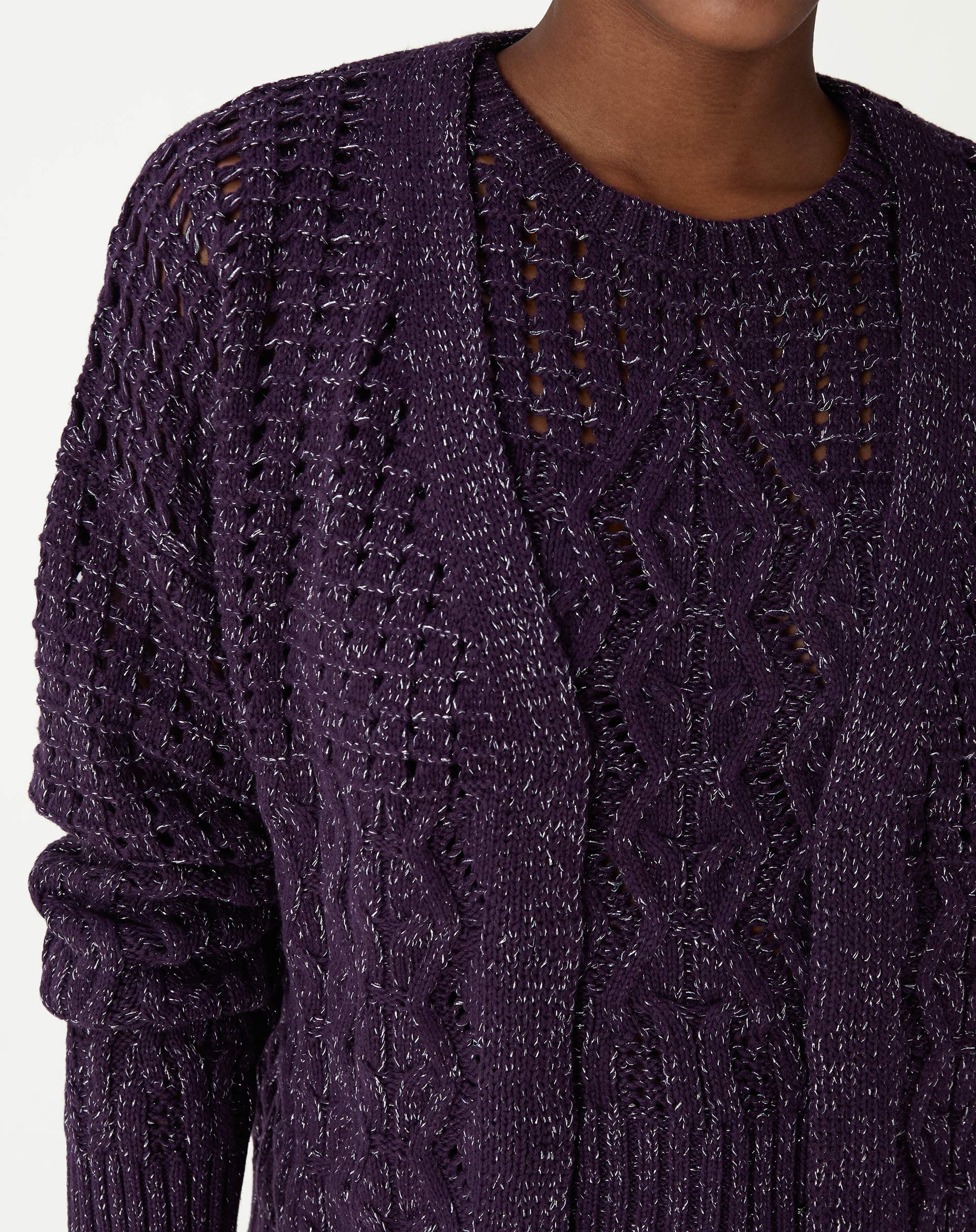 Cardigan Tricot Ponto Diferenciado - Roxo - Image 3