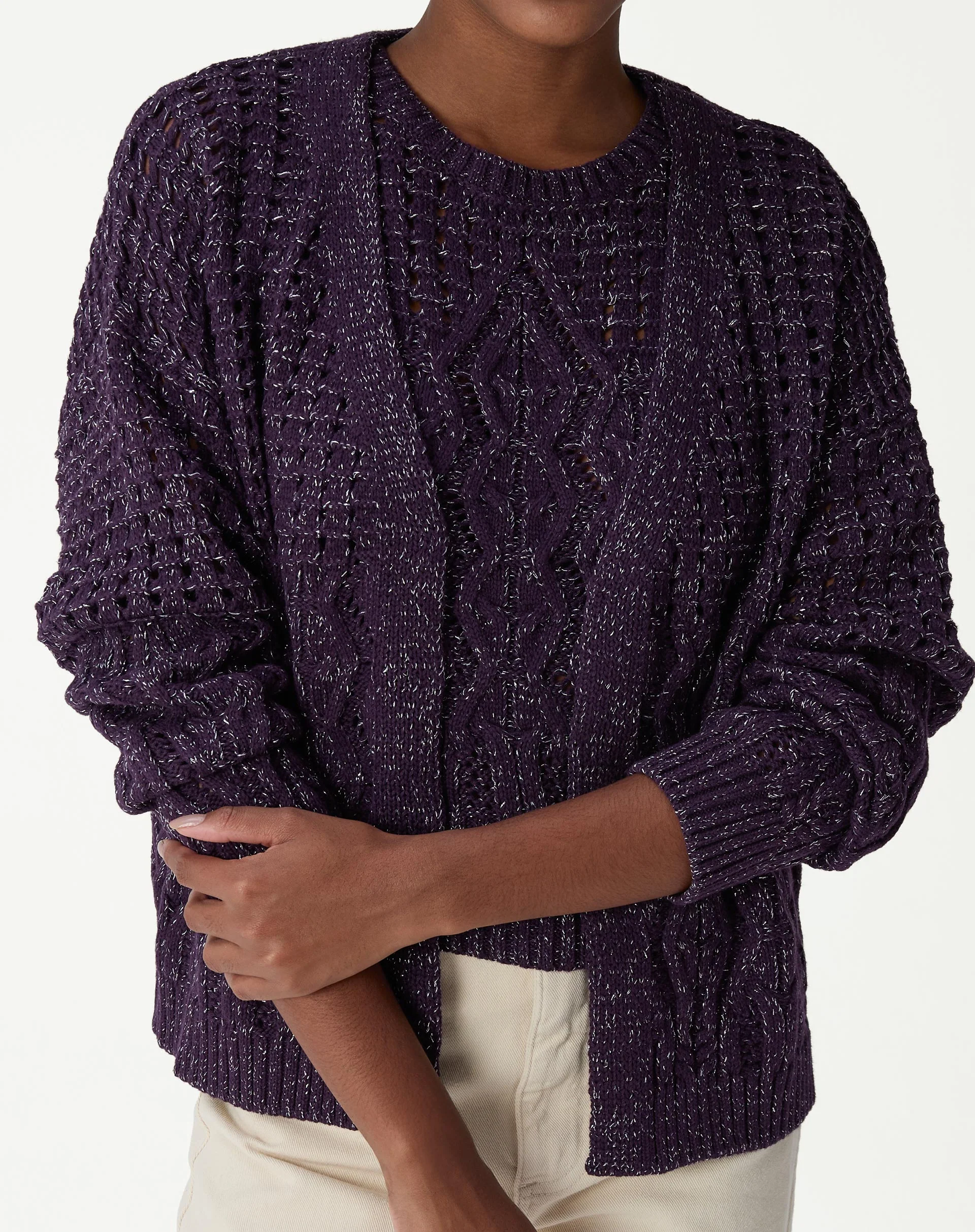 Cardigan Tricot Ponto Diferenciado - Roxo - Image 5