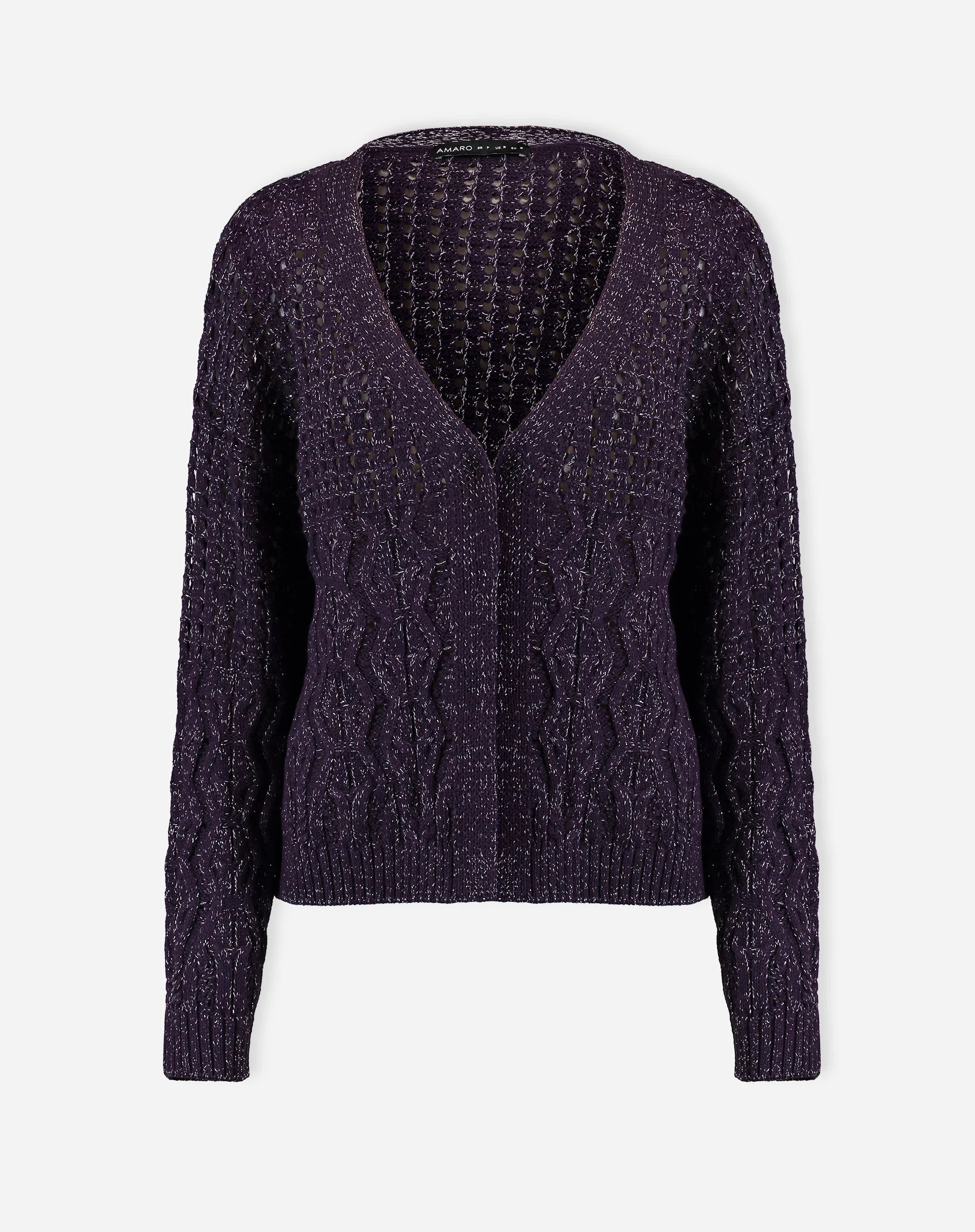 Cardigan Tricot Ponto Diferenciado - Roxo - Image 9