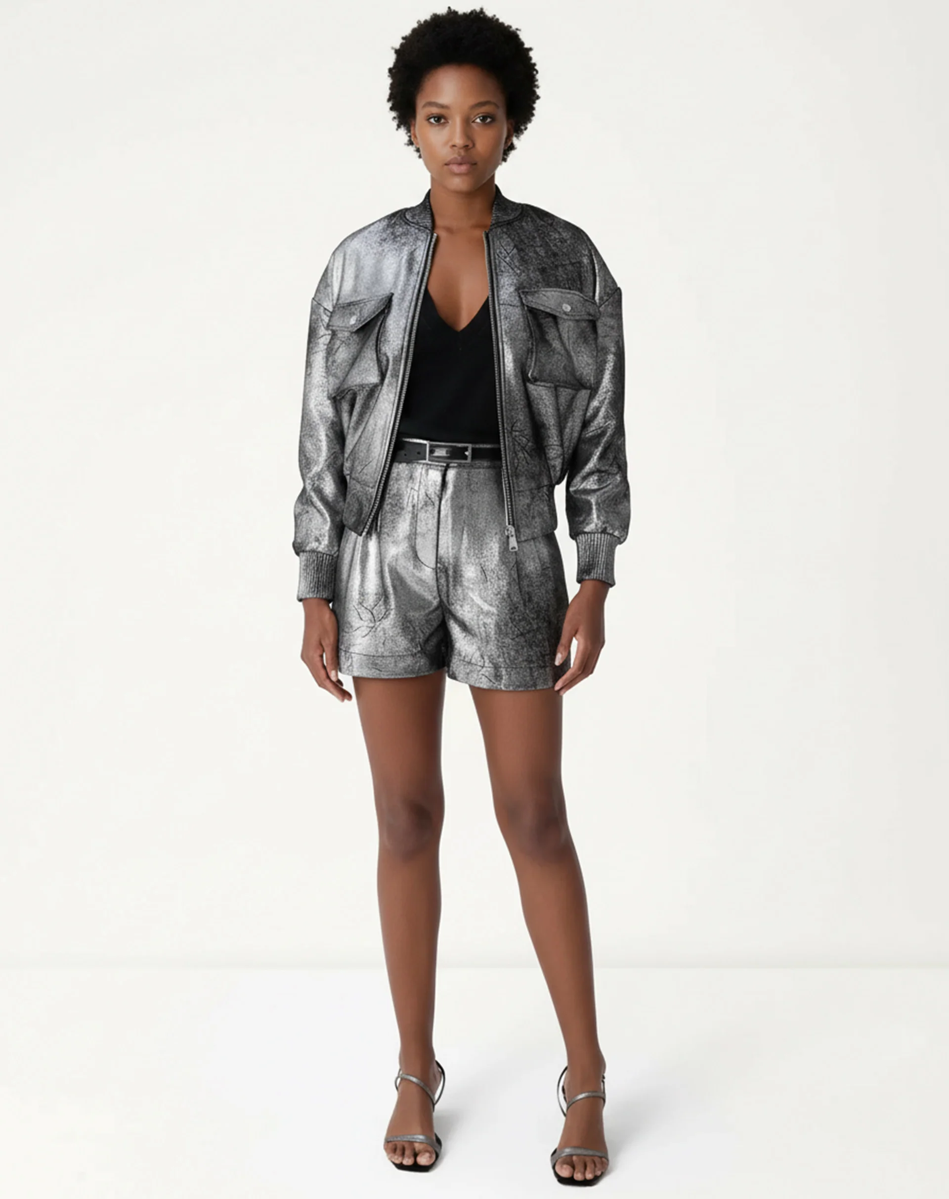 Jaqueta Bomber Metalizada - Prata - Image 4