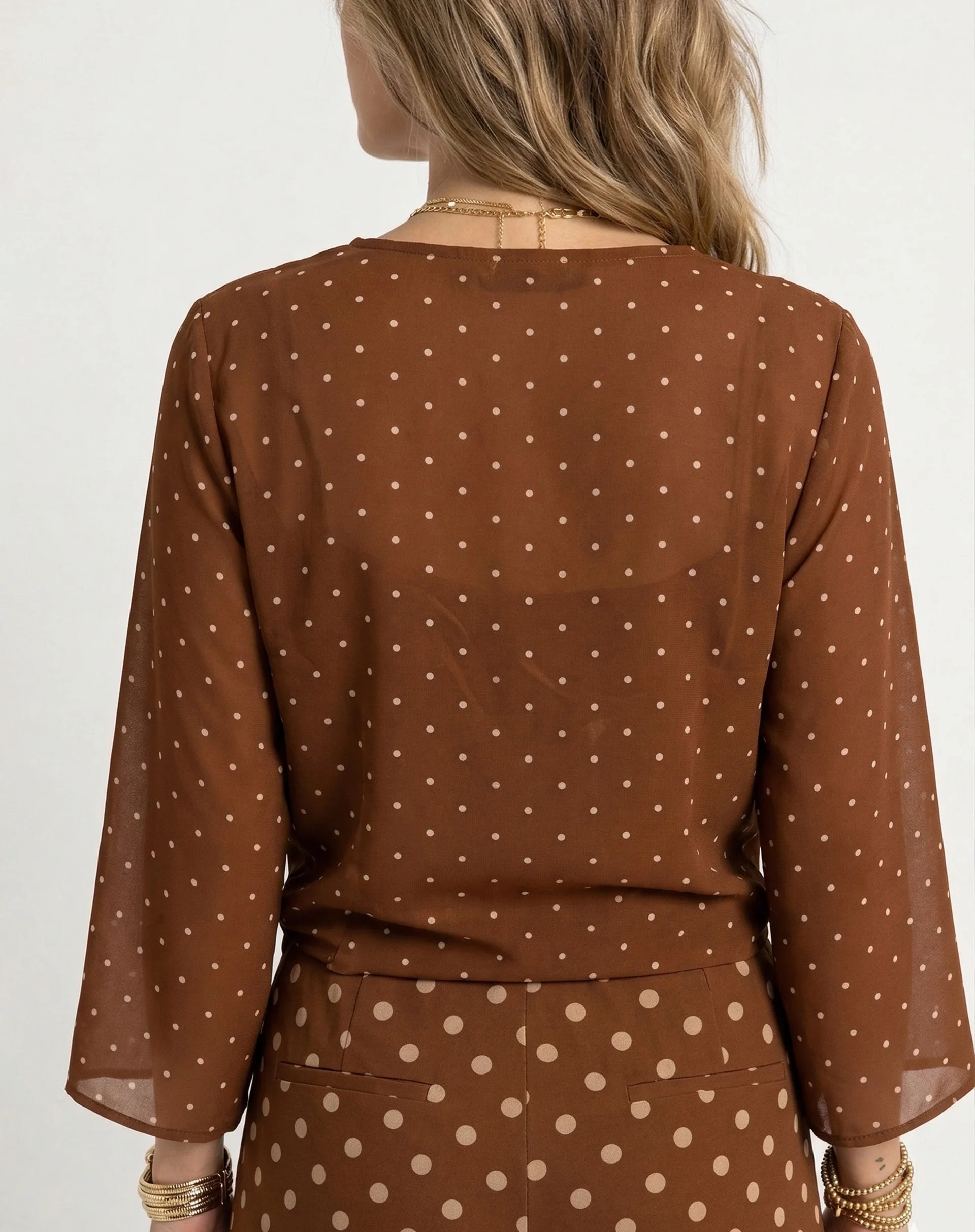 Kimono com Amarração de Chiffon - Marrom - Image 5