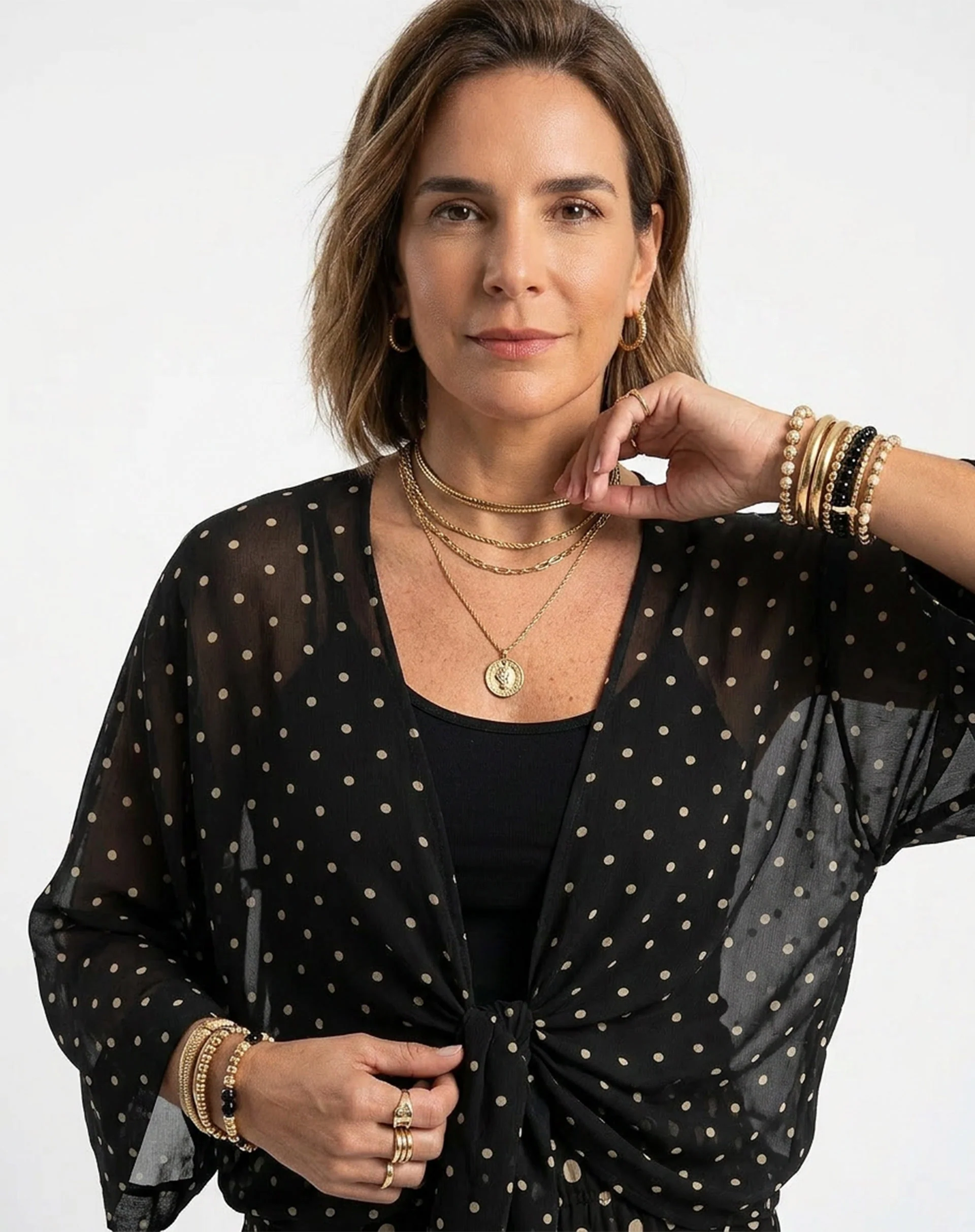 Kimono com Amarração de Chiffon - Preto - Image 3