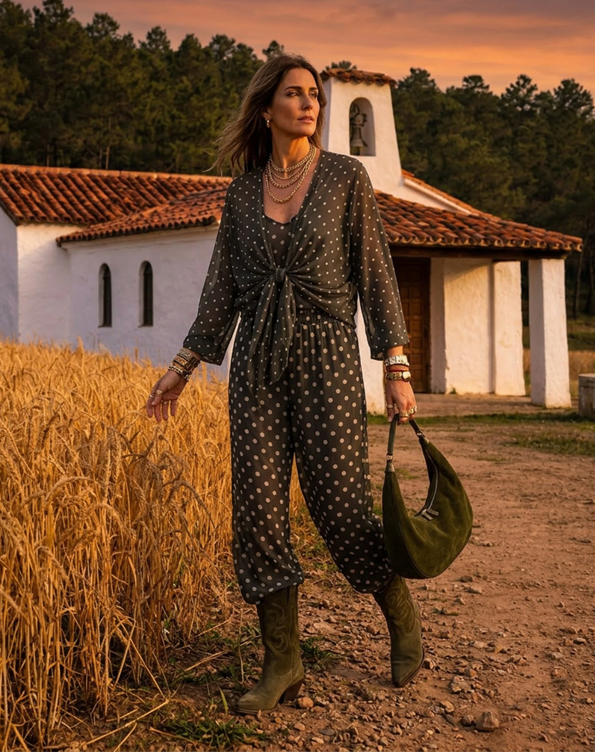 Kimono com Amarração de Chiffon - Verde Escuro - Image 4