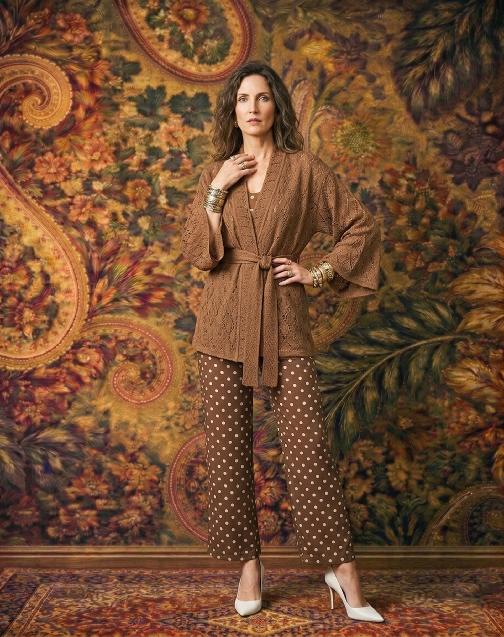 Kimono com Faixa Texturizado - Marrom - Image 4