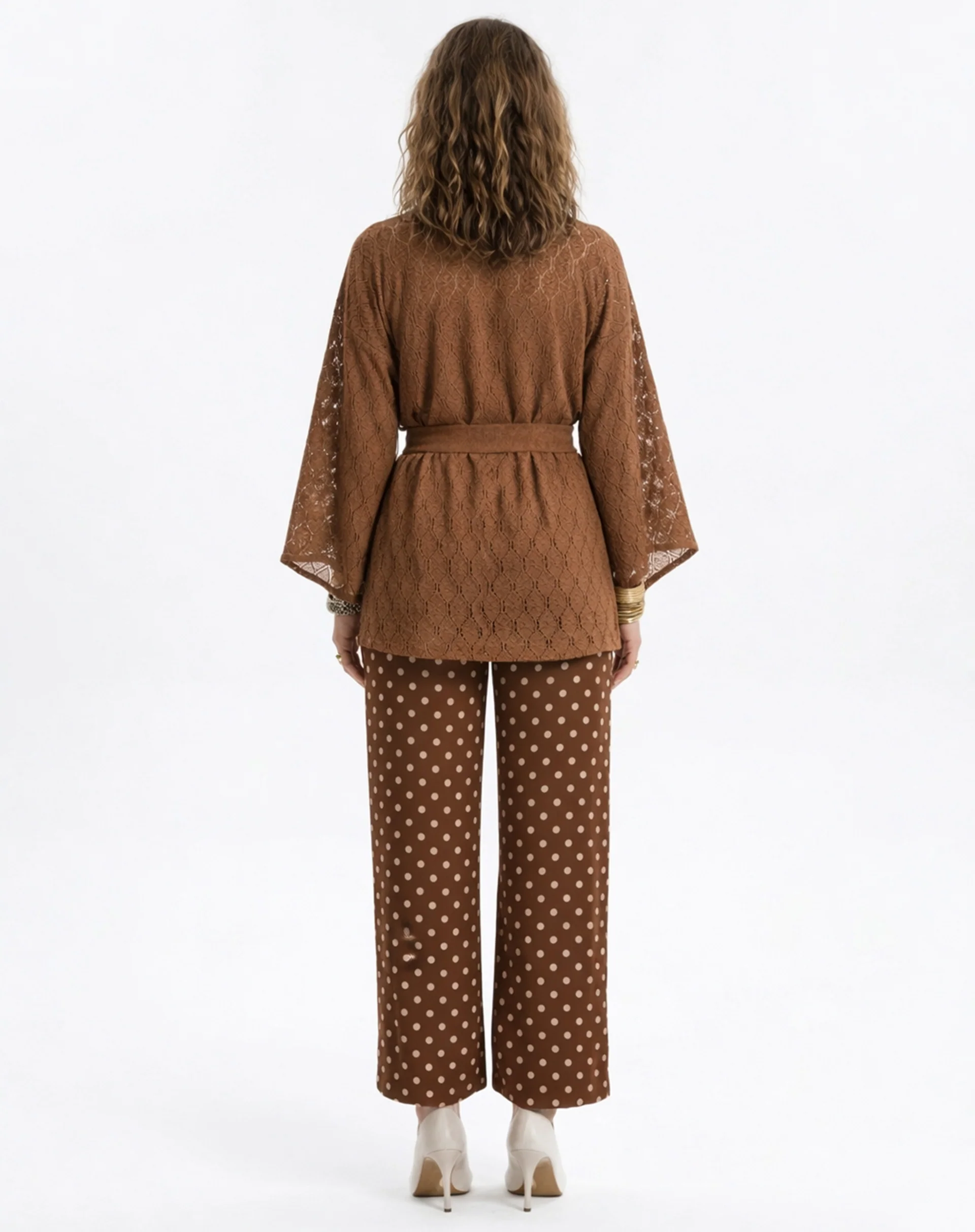 Kimono com Faixa Texturizado - Marrom - Image 6
