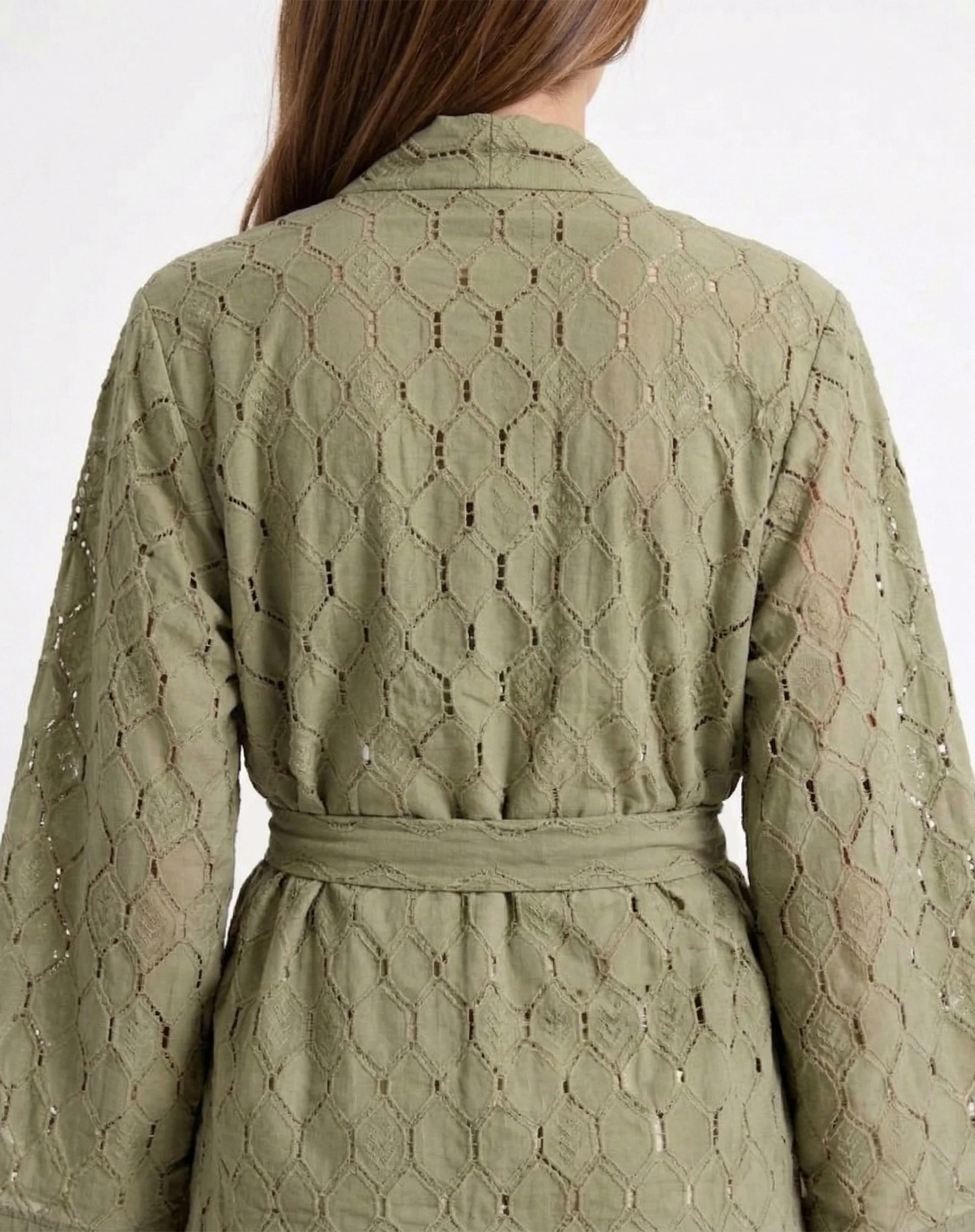 Kimono com Faixa Texturizado - Verde Claro - Image 3