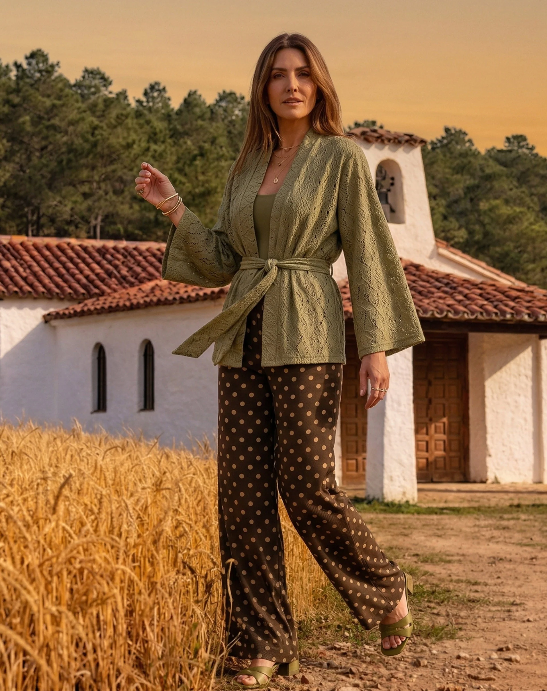 Kimono com Faixa Texturizado - Verde Claro - Image 4