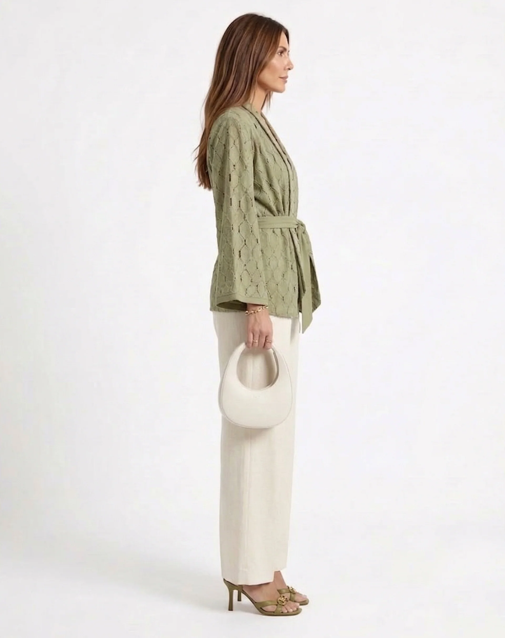 Kimono com Faixa Texturizado - Verde Claro - Image 5