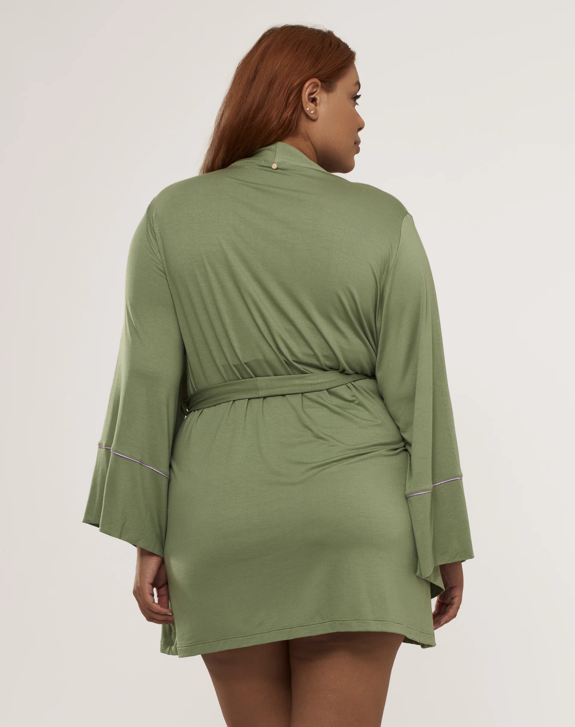 Kimono com Vivo Contrastante de Malha - Verde - Image 3