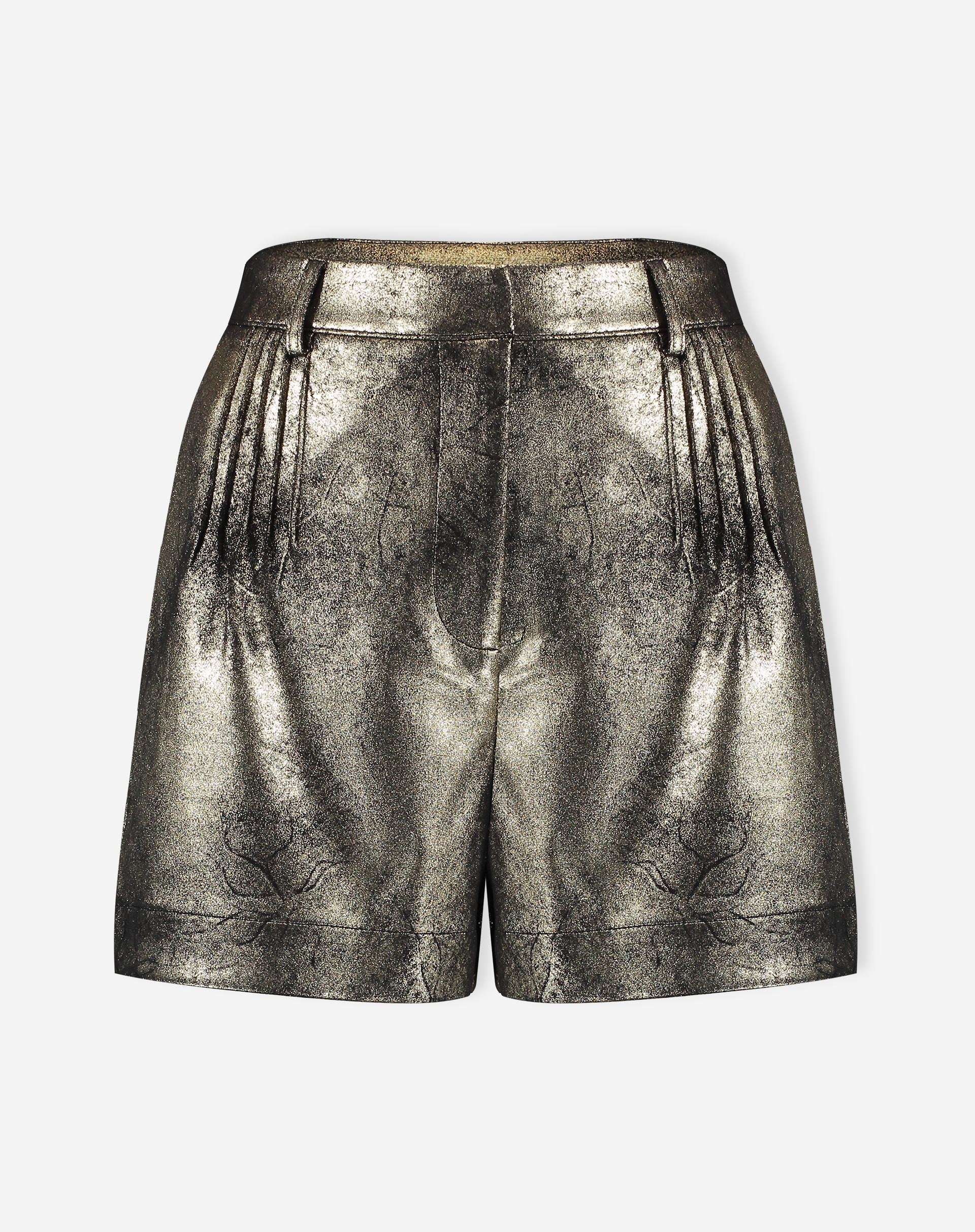 Shorts Com Pregas Metalizado - Dourado - Image 6