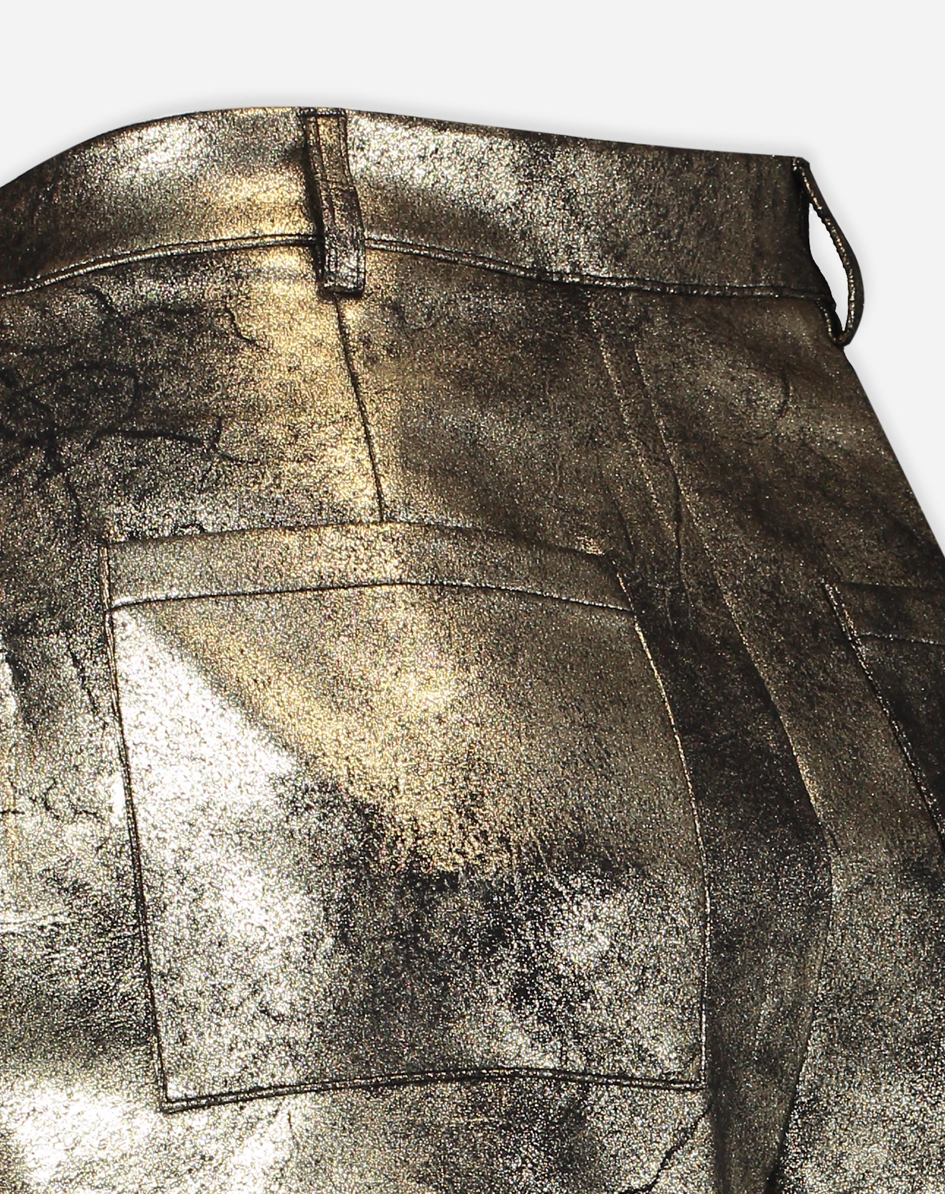 Shorts Com Pregas Metalizado - Dourado - Image 7