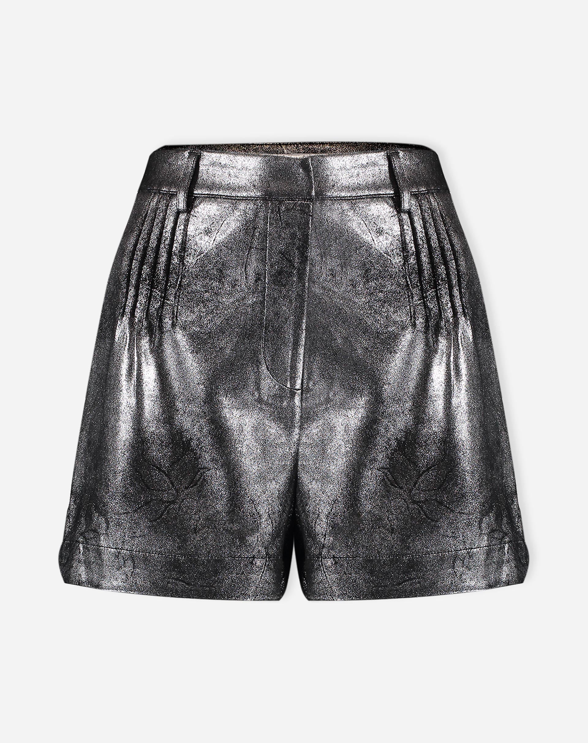 Shorts Com Pregas Metalizado - Prata - Image 6