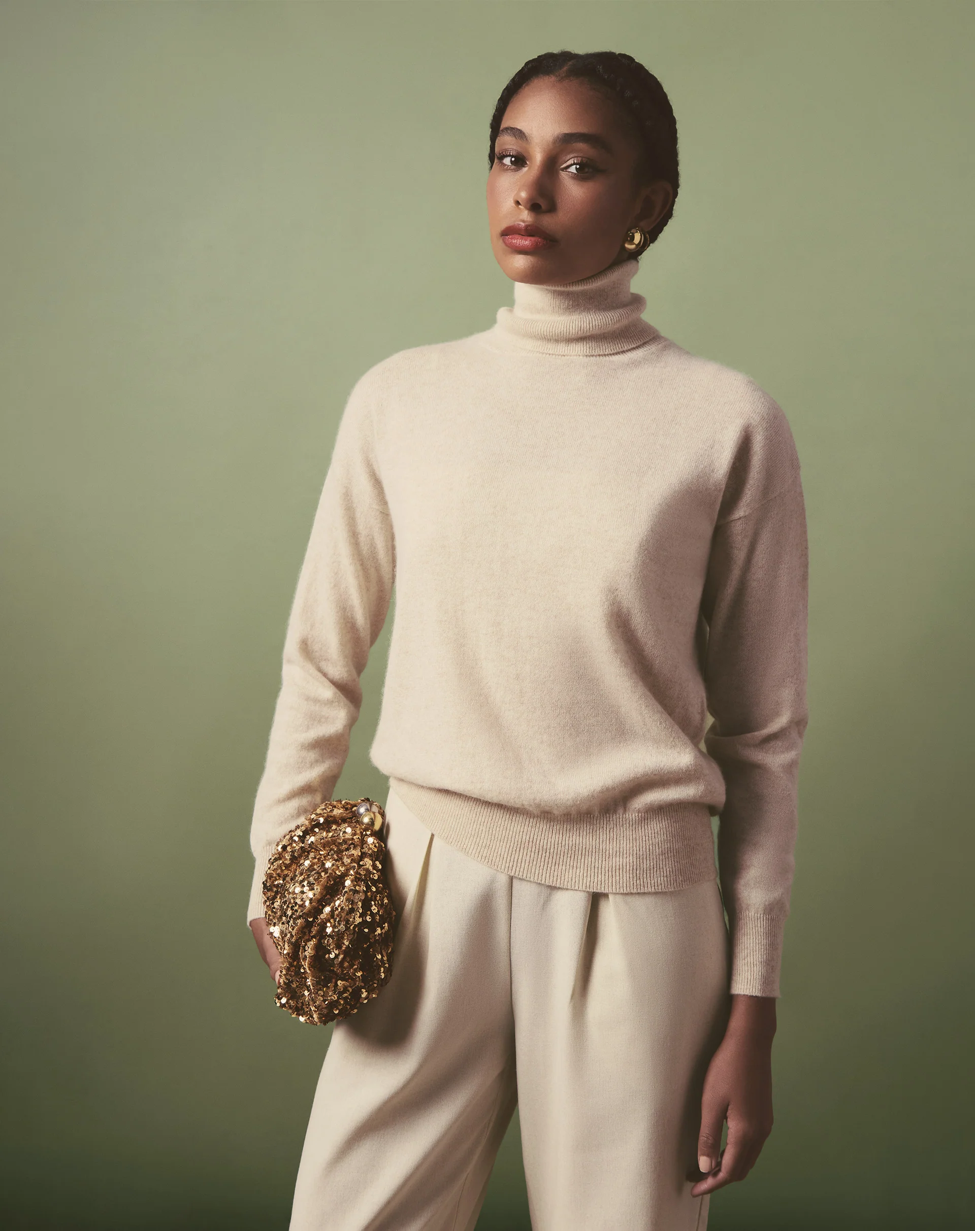 Suéter Cashmere Deluxe Gola Alta  - BEGE - Image 8
