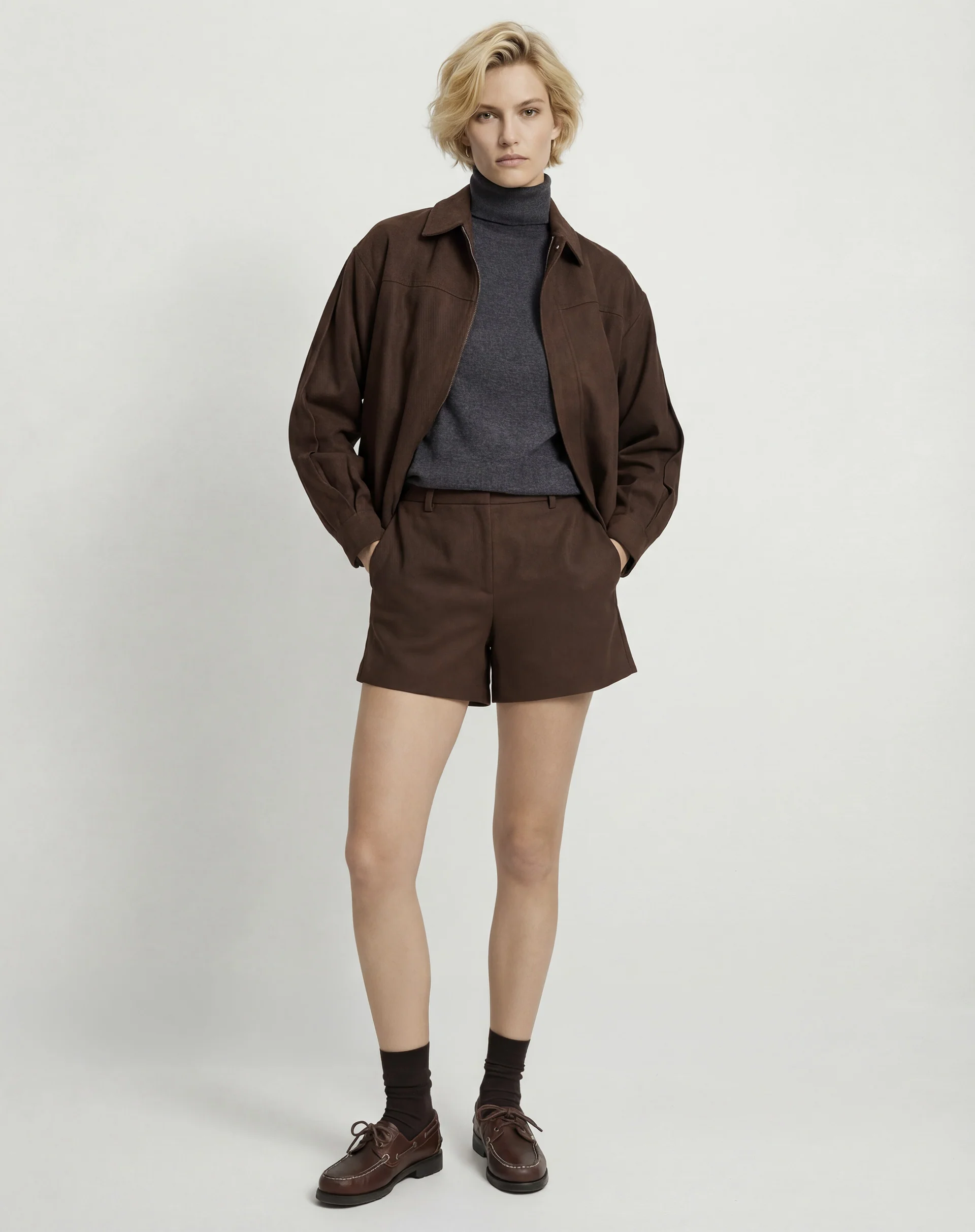 Suéter Cashmere Deluxe Gola Alta  - Cinza Mescla Escuro - Image 5