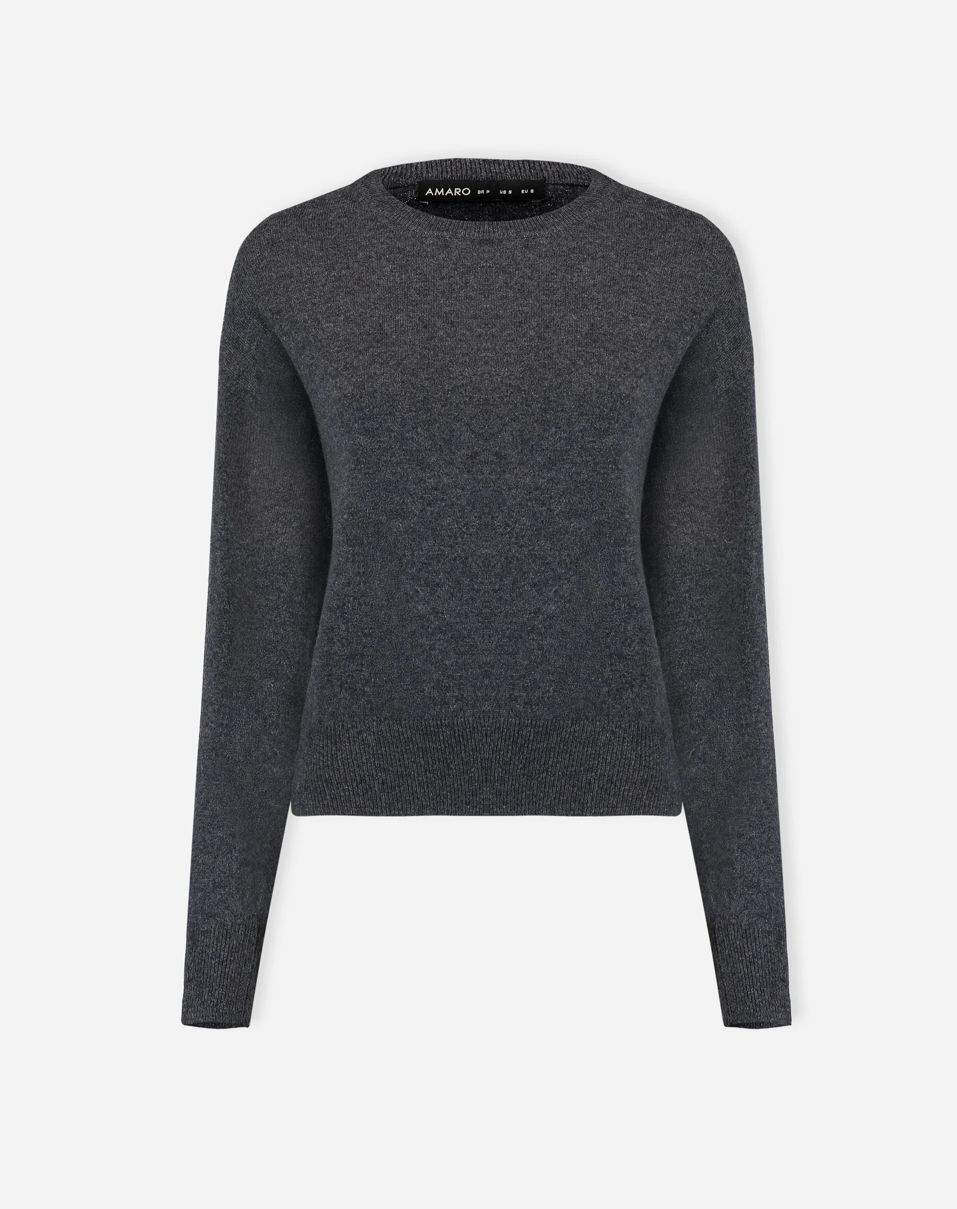 Suéter Cashmere Deluxe Gola Careca - Cinza Mescla Escuro - Image 6