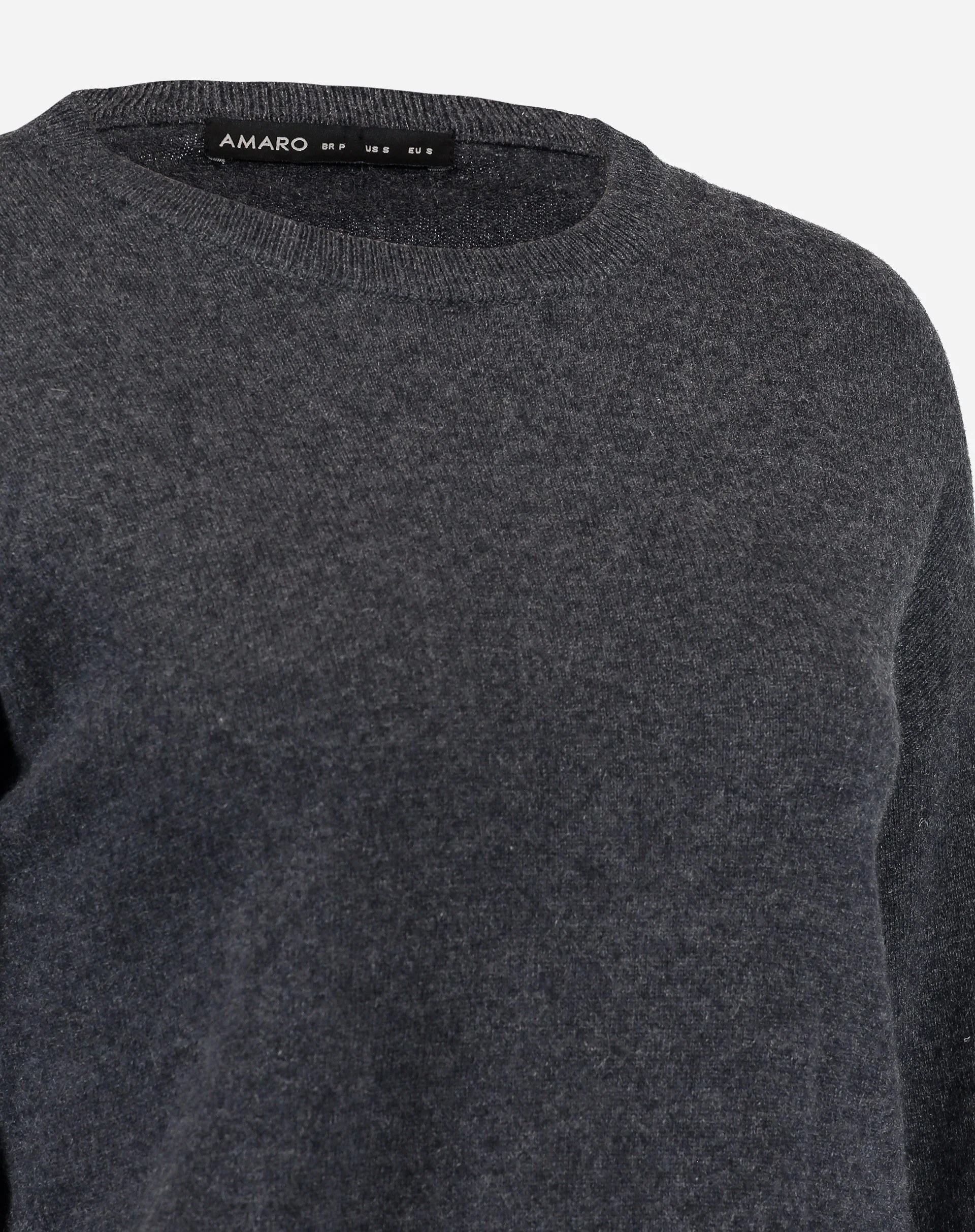 Suéter Cashmere Deluxe Gola Careca - Cinza Mescla Escuro - Image 7