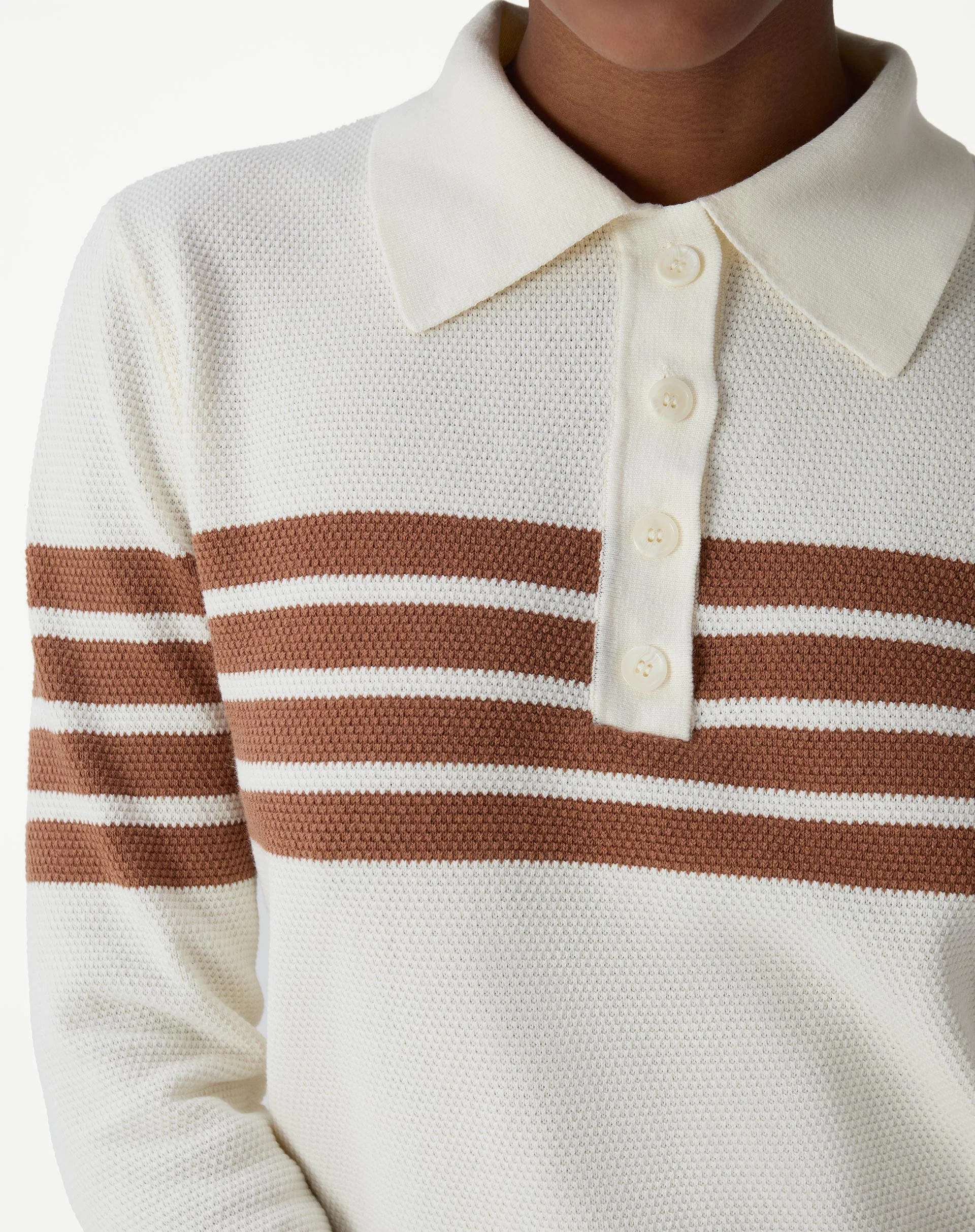 Suéter Gola Polo Manga Longa Listrado - Off White - Image 3
