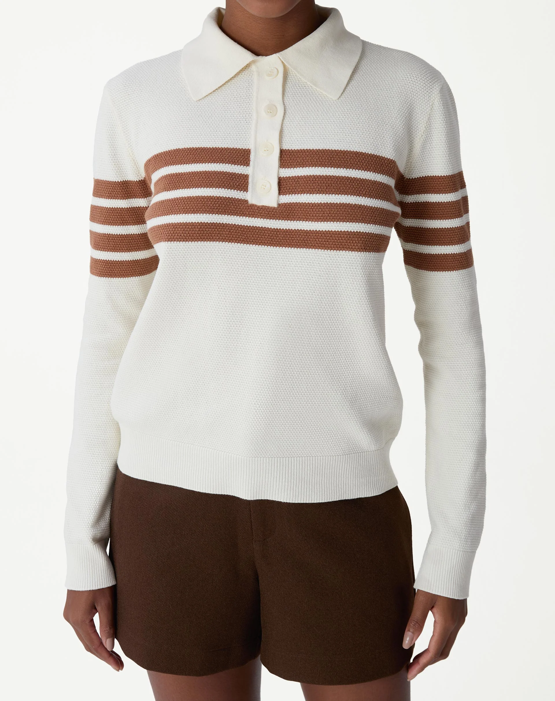 Suéter Gola Polo Manga Longa Listrado - Off White - Image 4