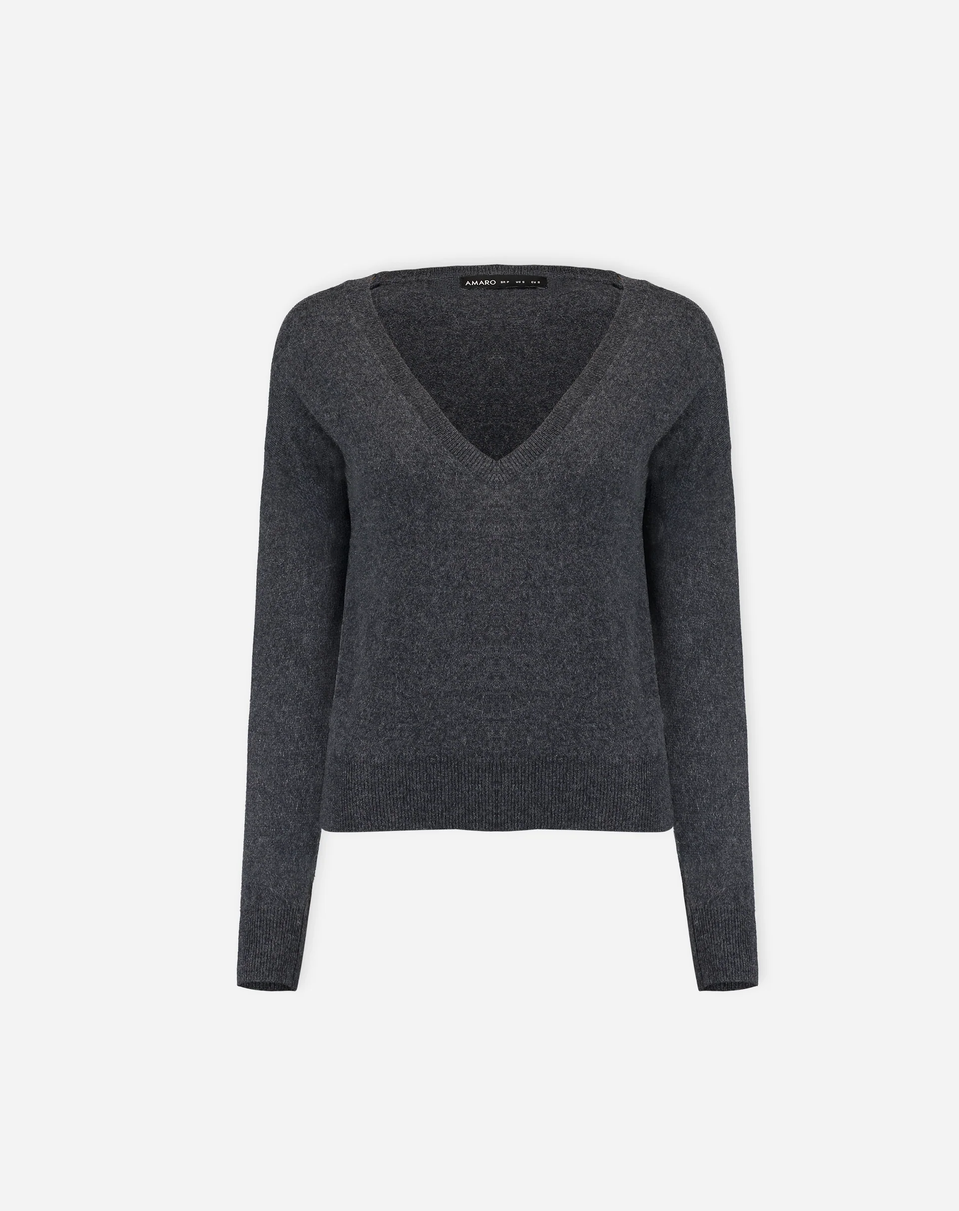 Suéter Cashmere Deluxe Gola V - Cinza Mescla Escuro - Image 6