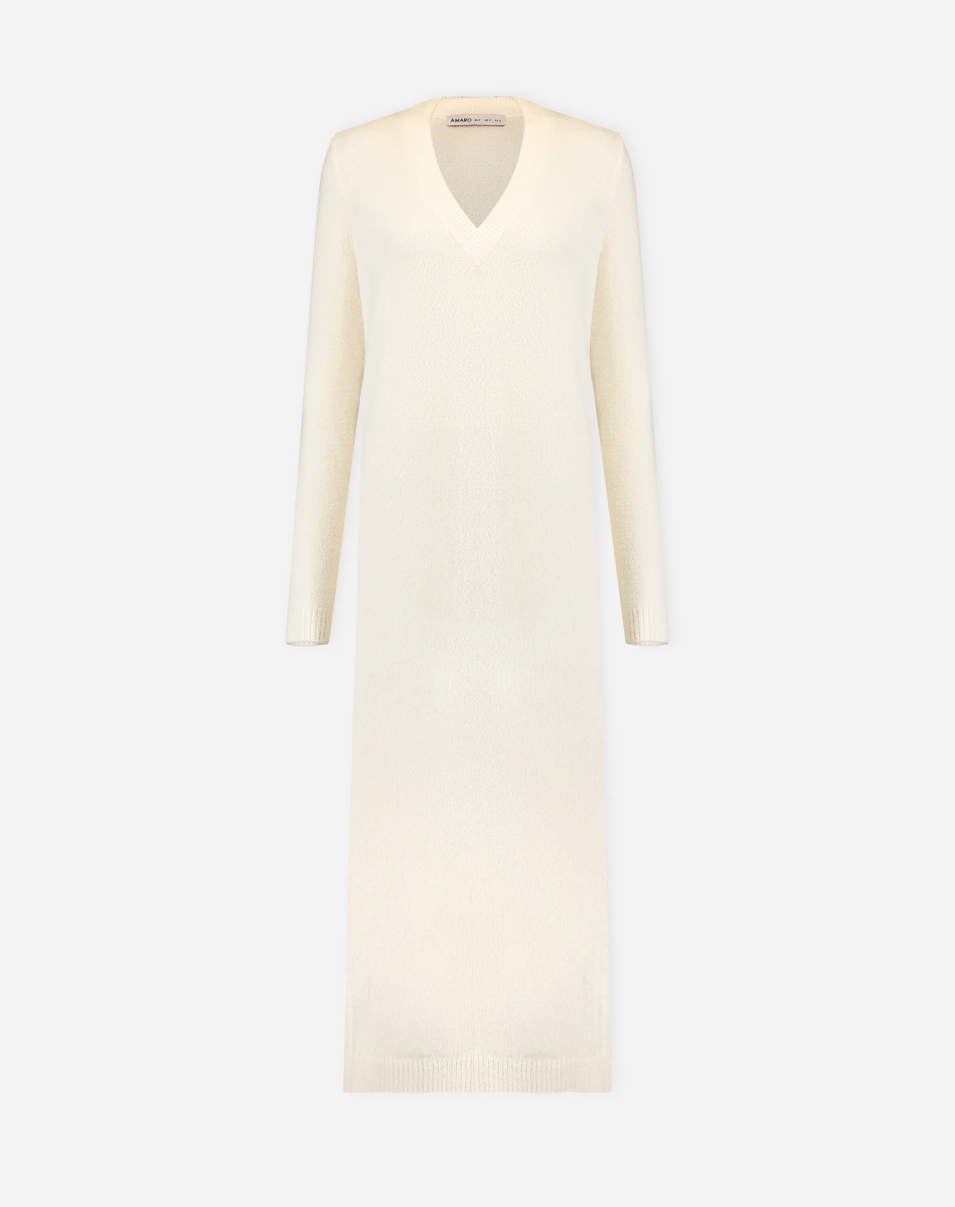 Vestido Mídi Tricot Manga Longa - Off White - Image 5