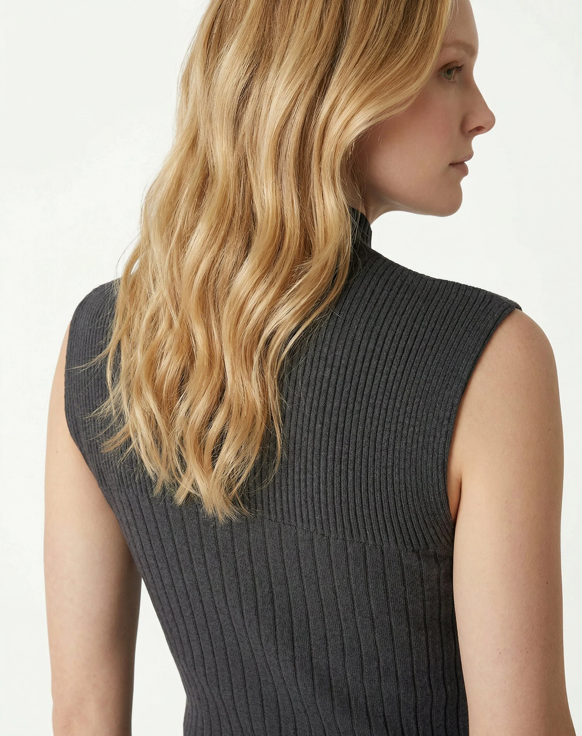 Vestido Midi Tricot Rib - Cinza Mescla Escuro - Image 6